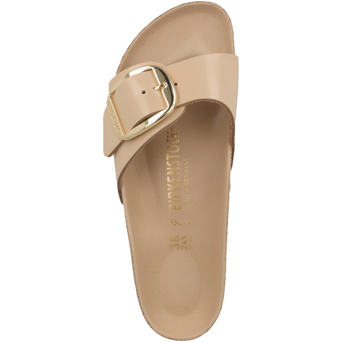 Birkenstock Madrid Big Buckle Naturleder Lack schmal Damen Pantolette Hausschuhe, Sandaletten, Mules, Pantoffeln, Slipper