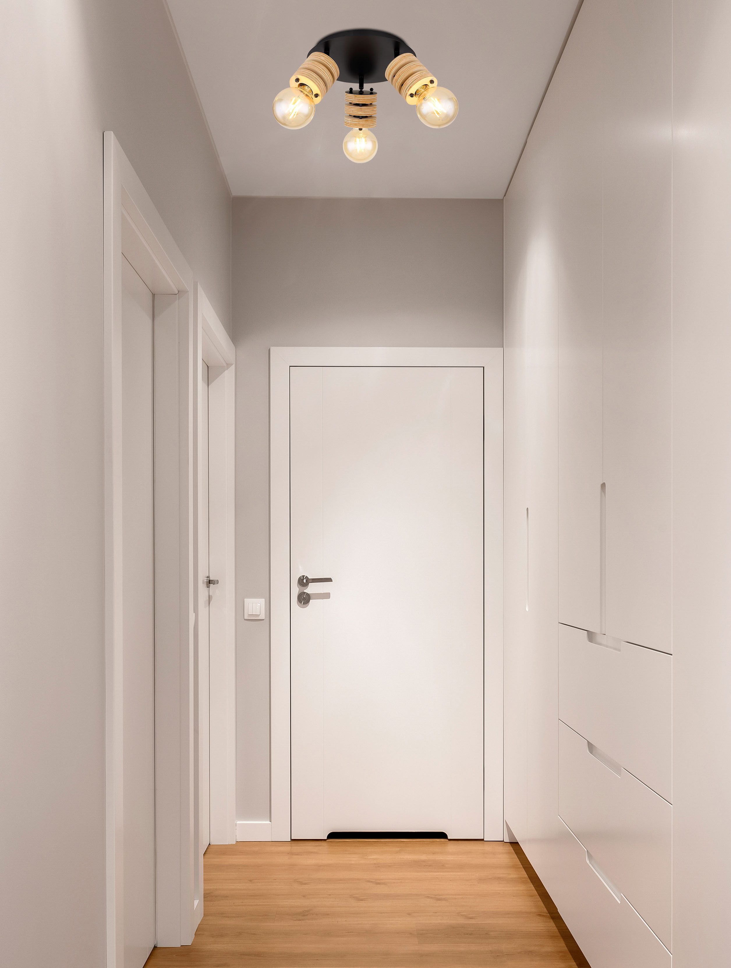 GLOBO LIGHTING Deckenspot ANGELINE, Leuchtmittel wechselbar, Strahler schwarz matt, MDF braun, für Innenräume
