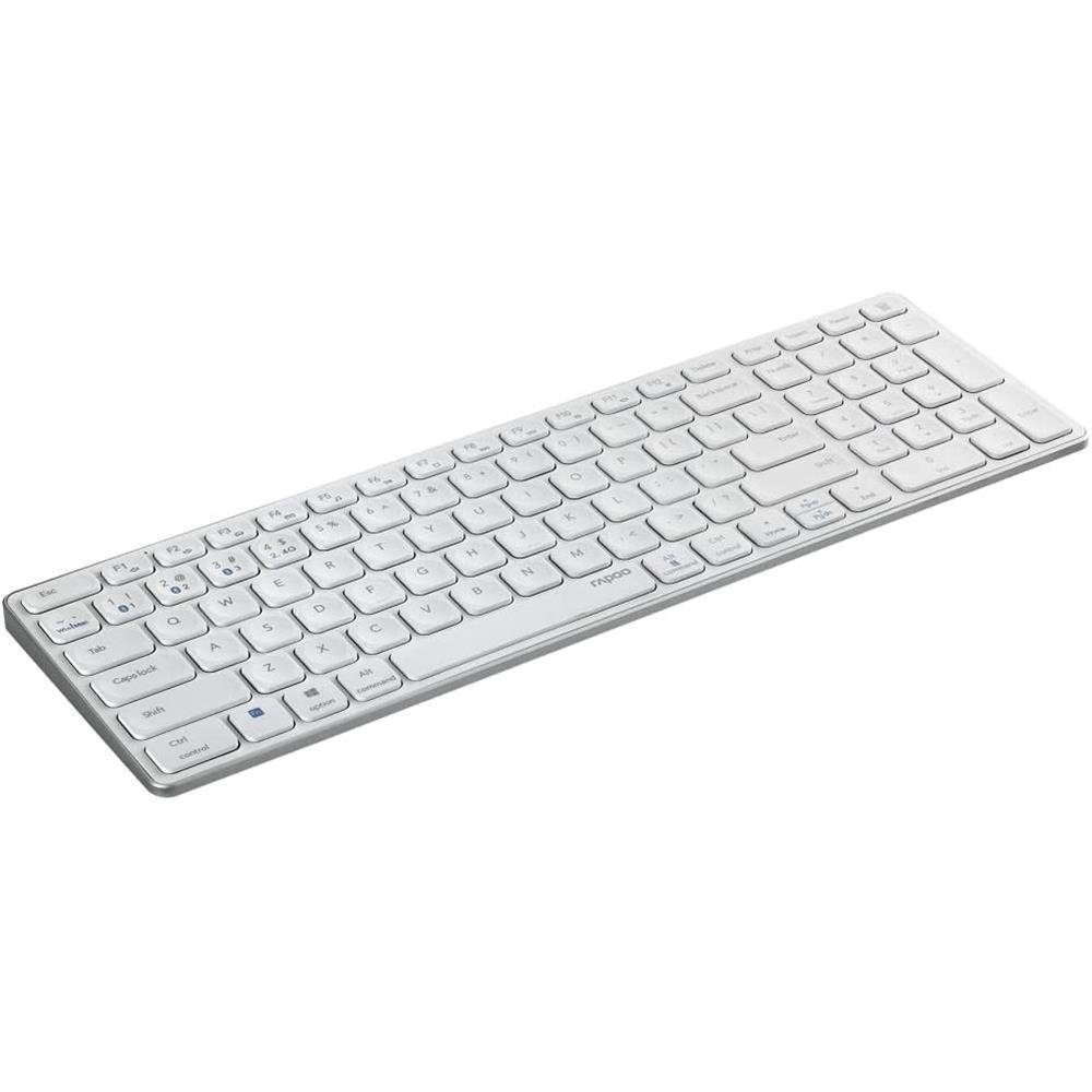 Rapoo E9700M Wireless-Tastatur (Kabellos Deutsches-Layout QWERTZ Weiß flaches Aluminium Design)