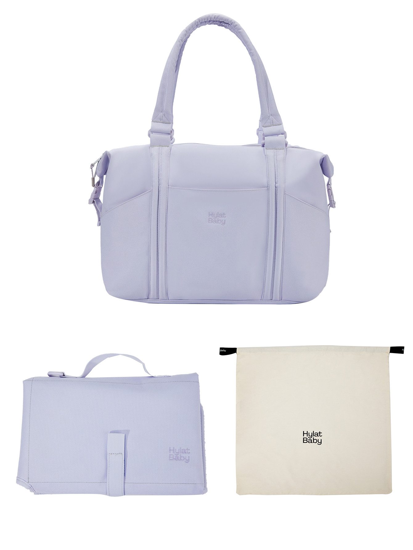 Wickeltasche Wickeltasche mit Wickelunterlage und Leinentasche – Hellviolett