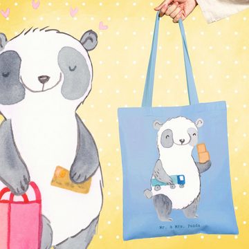 Mr. & Mrs. Panda Tragetasche Möbelpacker Herz - Sky Blue - Geschenk, Kollegin, Einkaufstasche, Sto (1-tlg), Lange Tragegriffe