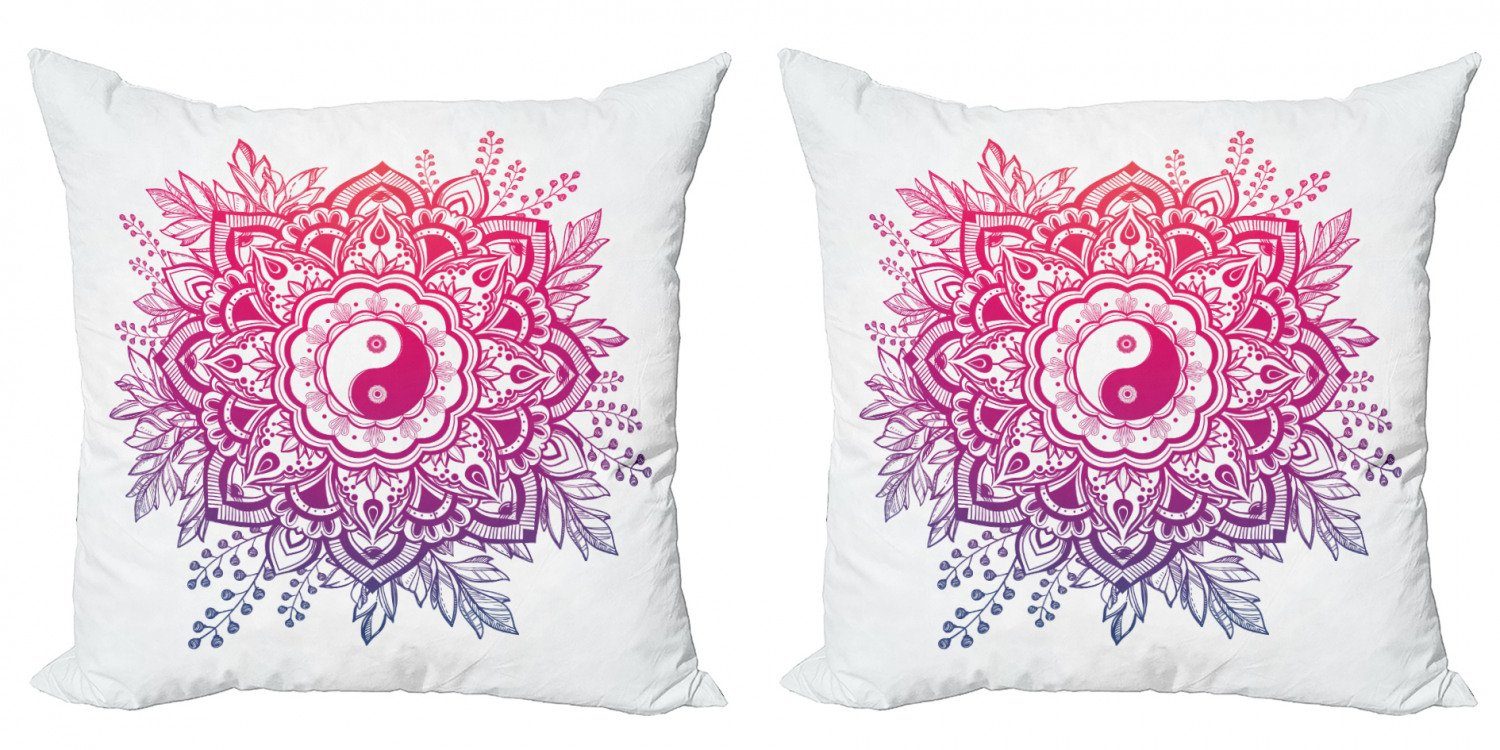 Kissenbezüge Modern Accent Abakuhaus Floral Doppelseitiger Yang-Zeichen (2 Stück), Yin Digitaldruck, Mandala