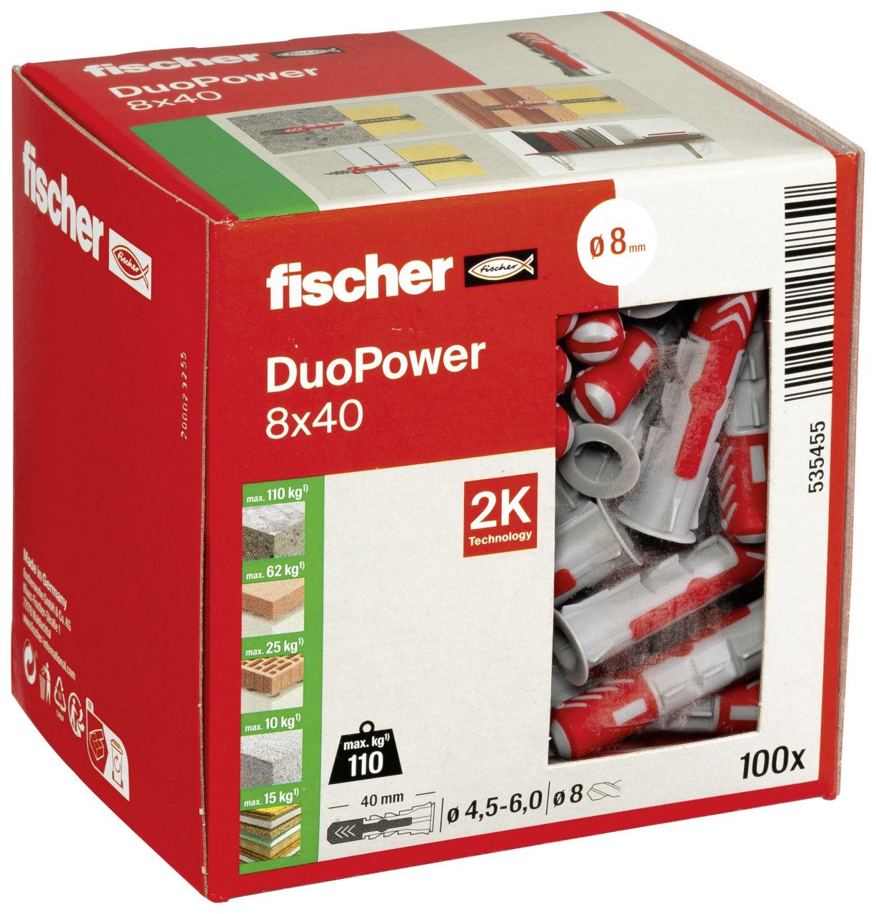 fischer Schrauben- und Dübel-Set Fischer Dübel Duopower 8.0 x 40 mm - 100 Stück