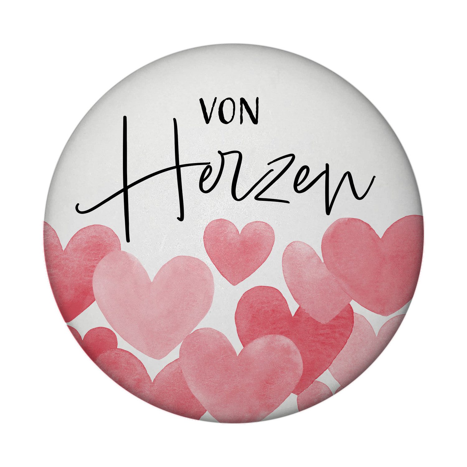 Magnet Herzen Magnet mit Flaschenöffner rund mit Spruch Von Herzen