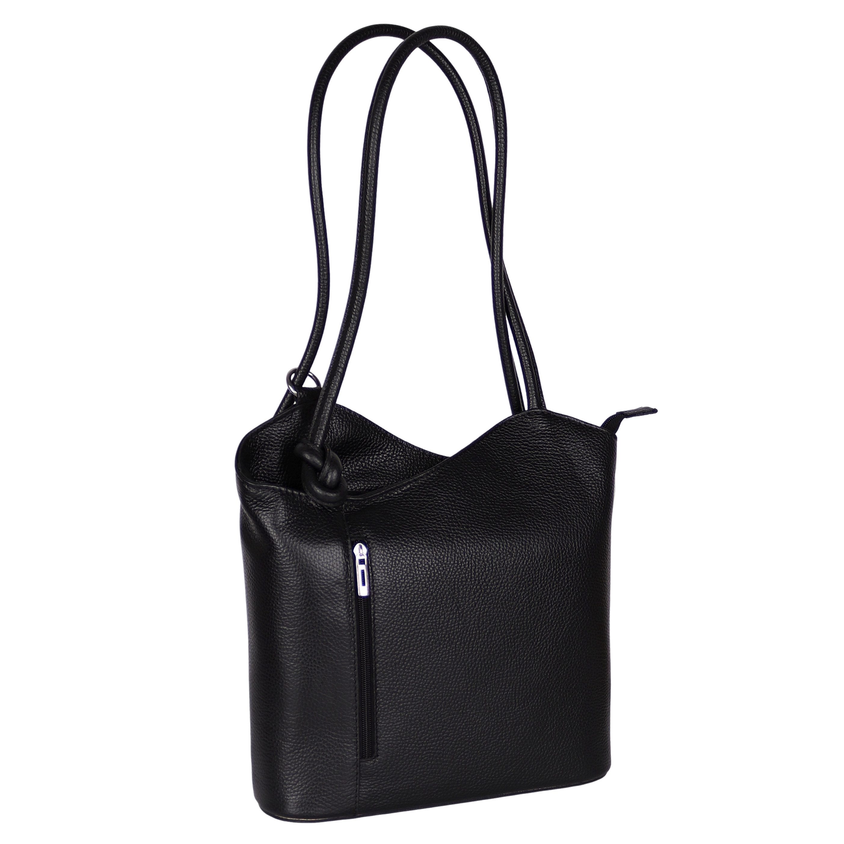 MIRROSI Umhängetasche aus Echtleder, Made in Italy, Schultertasche auch als Rucksack 2 in 1, Tragetasche (ca.28x30x8cm)