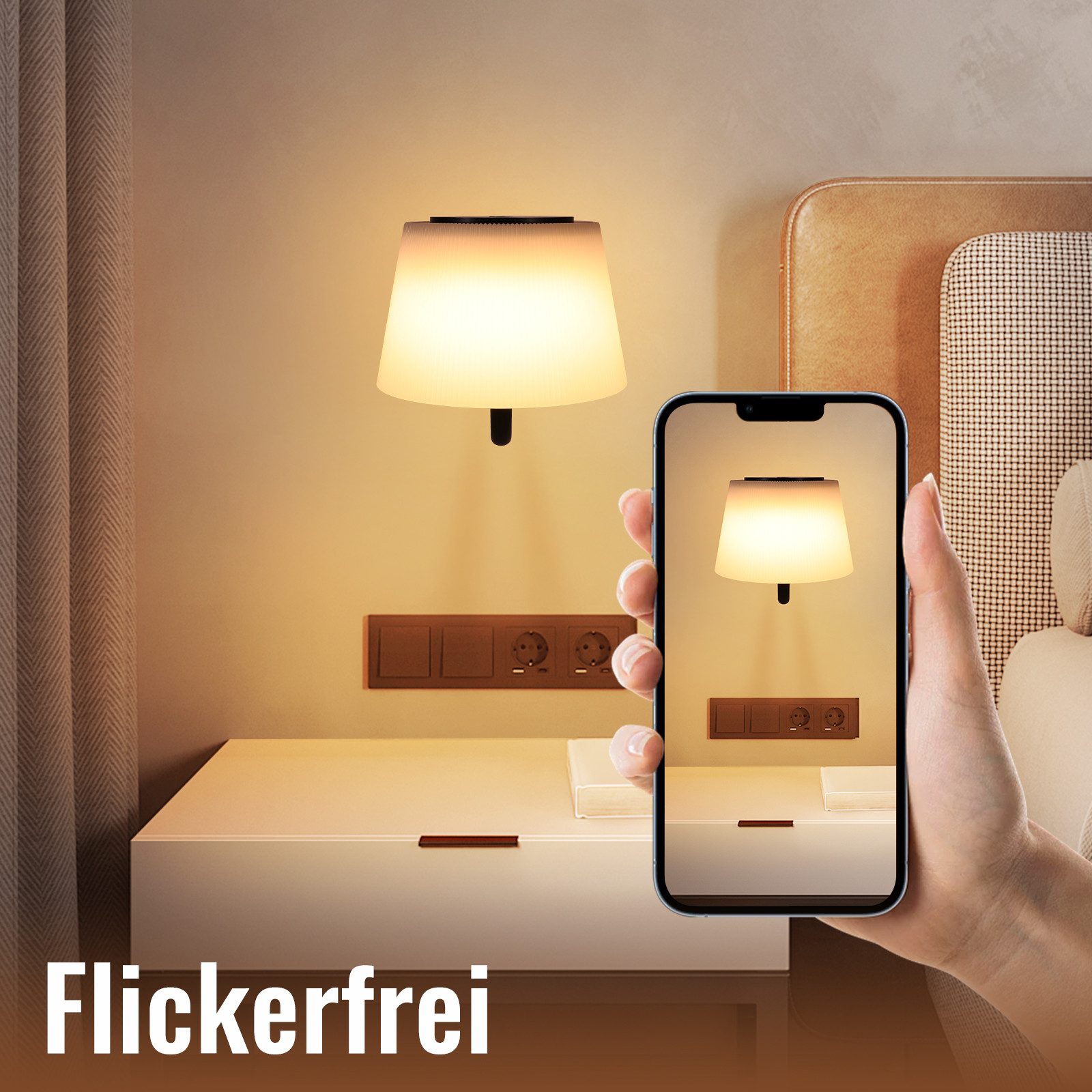 ZMH Wandleuchte 1ER/2ER Dimmbar LED Leselampe Touch-Bedienung Schwarz, 4W, drei Lichtfarben, gleichmäßige Lichtverteilung – Bild 5 von 5