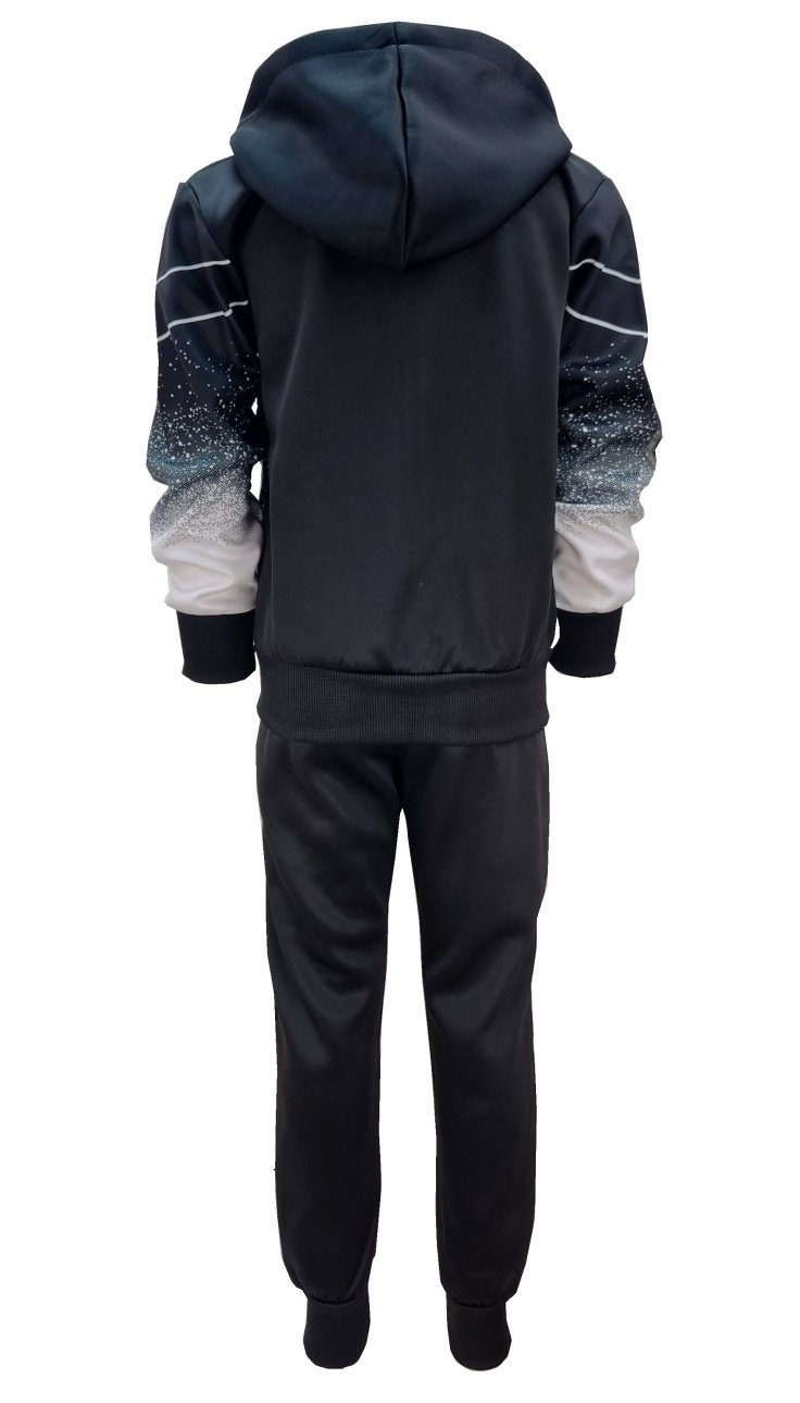 Fashion Boy Trainingsanzug Thermo (Set, JF1137 Trainingsanzug Jacke Jogginganzug Schwarz/Weiß + Jungen/Mädchen Freizeitanzug Hose)
