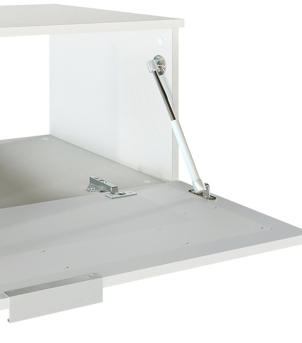 Vladon Waschbeckenunterschrank Aloha V2 (Wachtischunterschrank) Weiß matt/Weiß Hochglanz, Absetzung in Schwarz Hochglanz (96x36x51 cm)