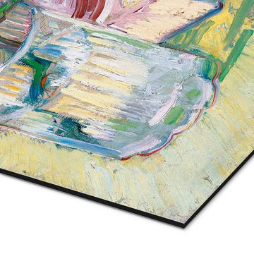 Posterlounge Alu-Dibond-Druck Vincent van Gogh, Blühender Mandelzweig in einem Glas mit einem Buch, Wohnzimmer Malerei