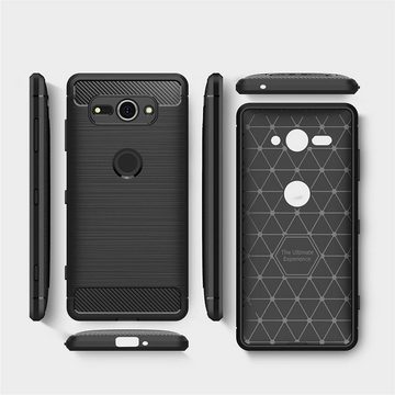 CoolGadget Handyhülle Carbon Handy Hülle für Sony Xperia XZ2 Compact 5 Zoll, robuste Telefonhülle Case Schutzhülle für Sony XZ2 Compact Hülle