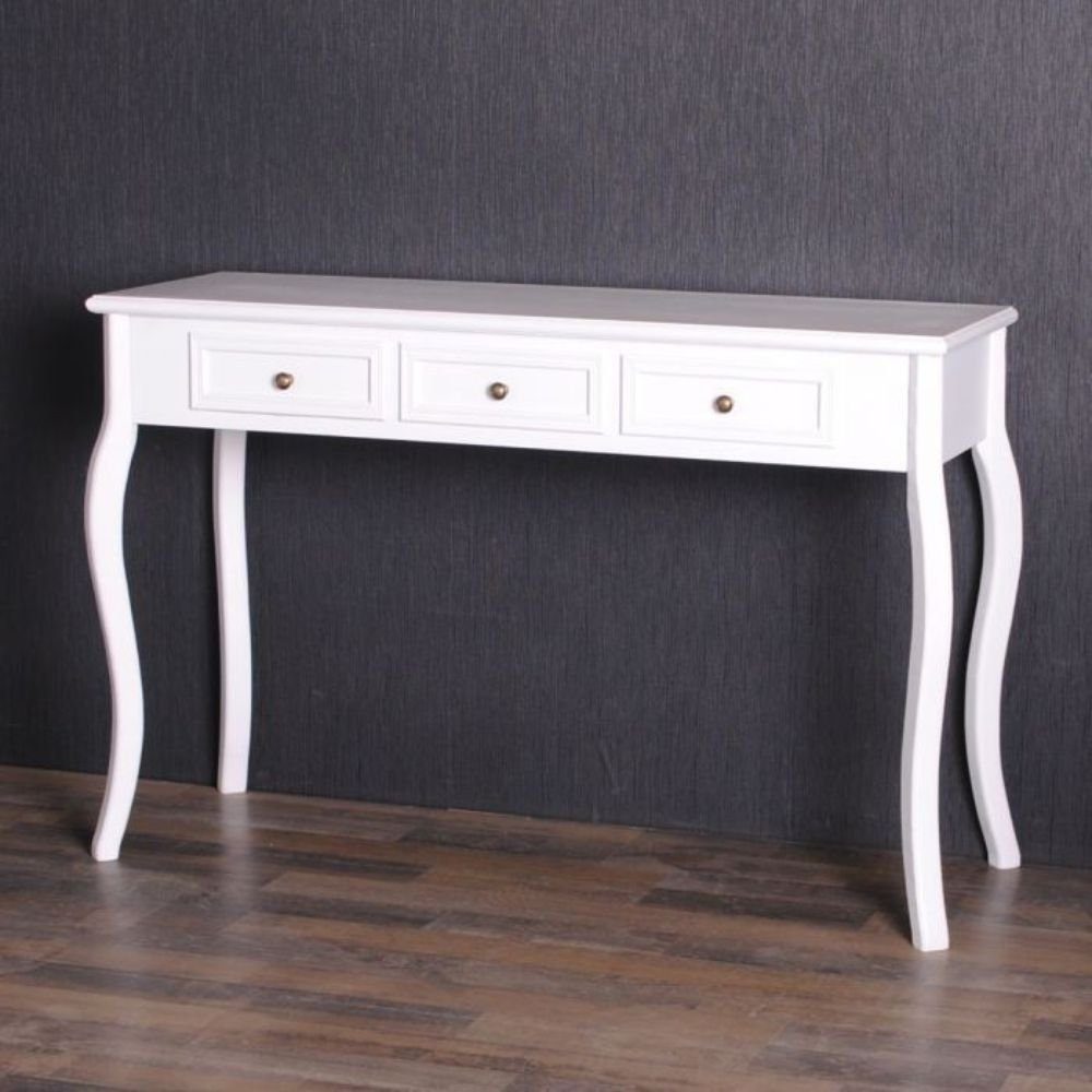 LebensWohnArt Konsolentisch Landhaus Konsolentisch VALARIE 120cm weiss 3 Sc günstig online kaufen