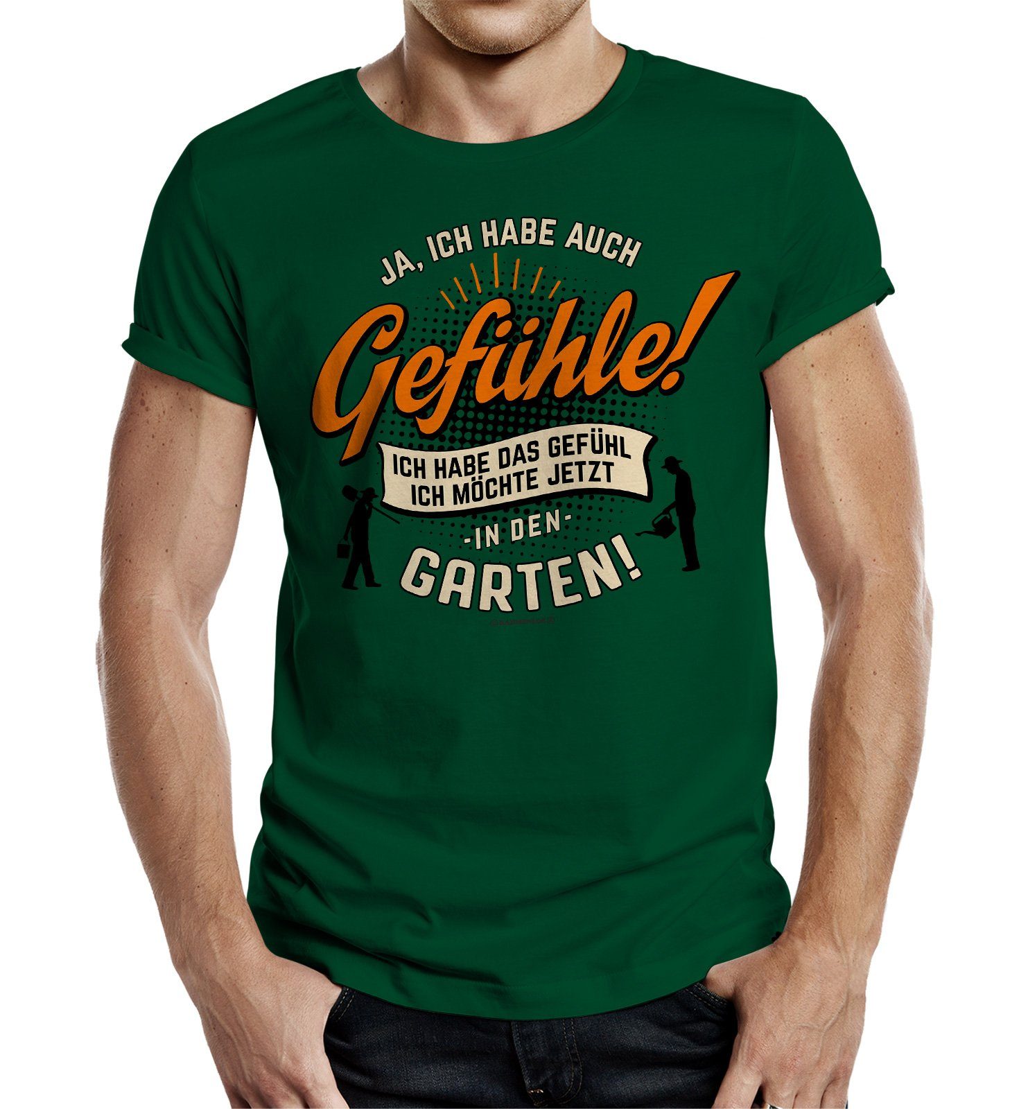 RAHMENLOS® T-Shirt für Gärtner "Ich habe das Gefühl, ich möchte jetzt in den Garten"