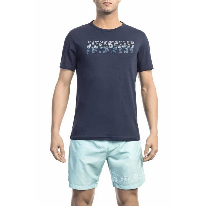 Bikkembergs T-Shirt Bikkembergs Beachwear Herren T-Shirt BKK1MTS01 Navy Strandmode Trend 2023