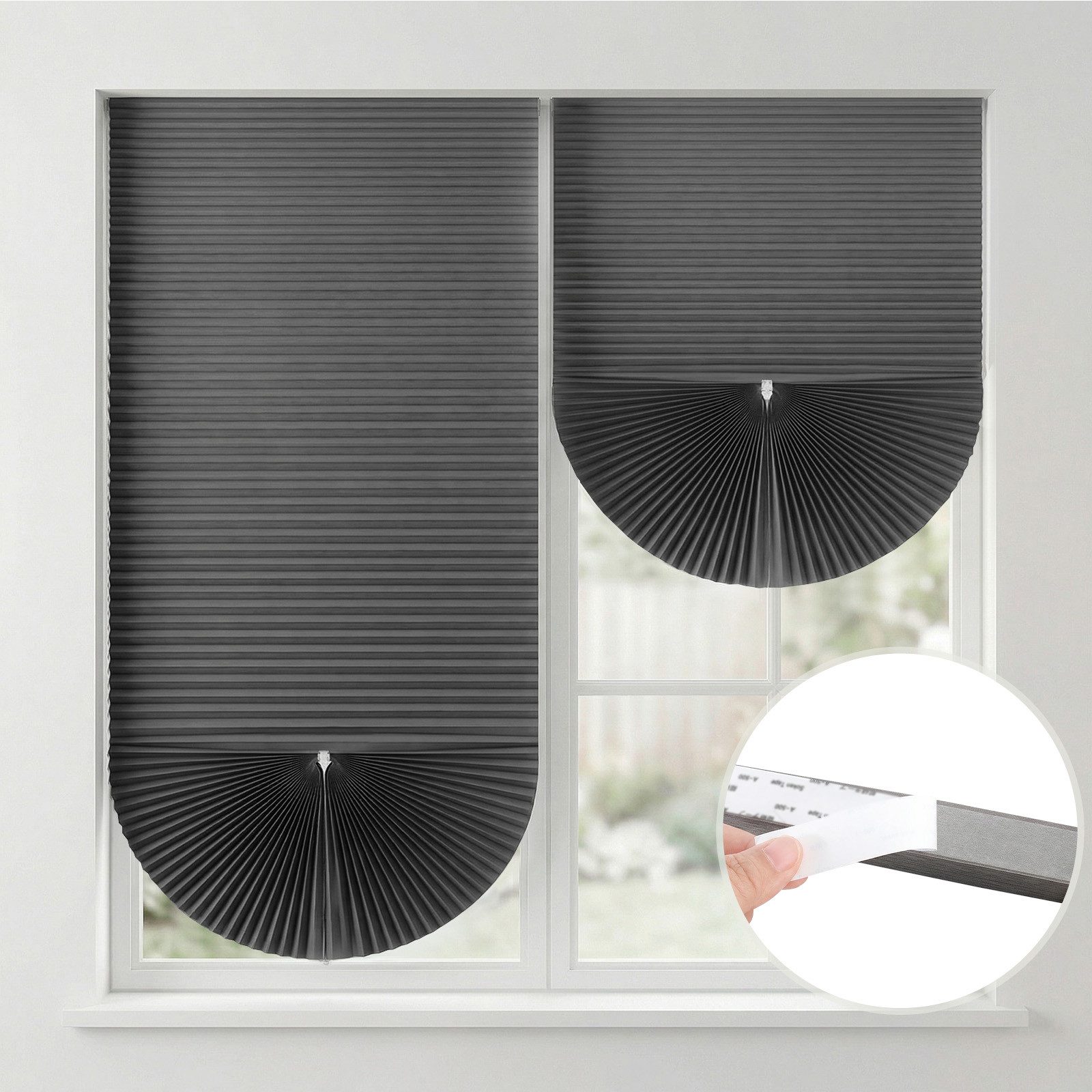 Sekey Plissee 2pcs ohne Bohren zum Kleben Rollo Dachfensterplissee Klebefix Plissee, Klebefix Plissee, 2er-Set, Innovative Klebemontage, Individuell formbar, Kürzbar