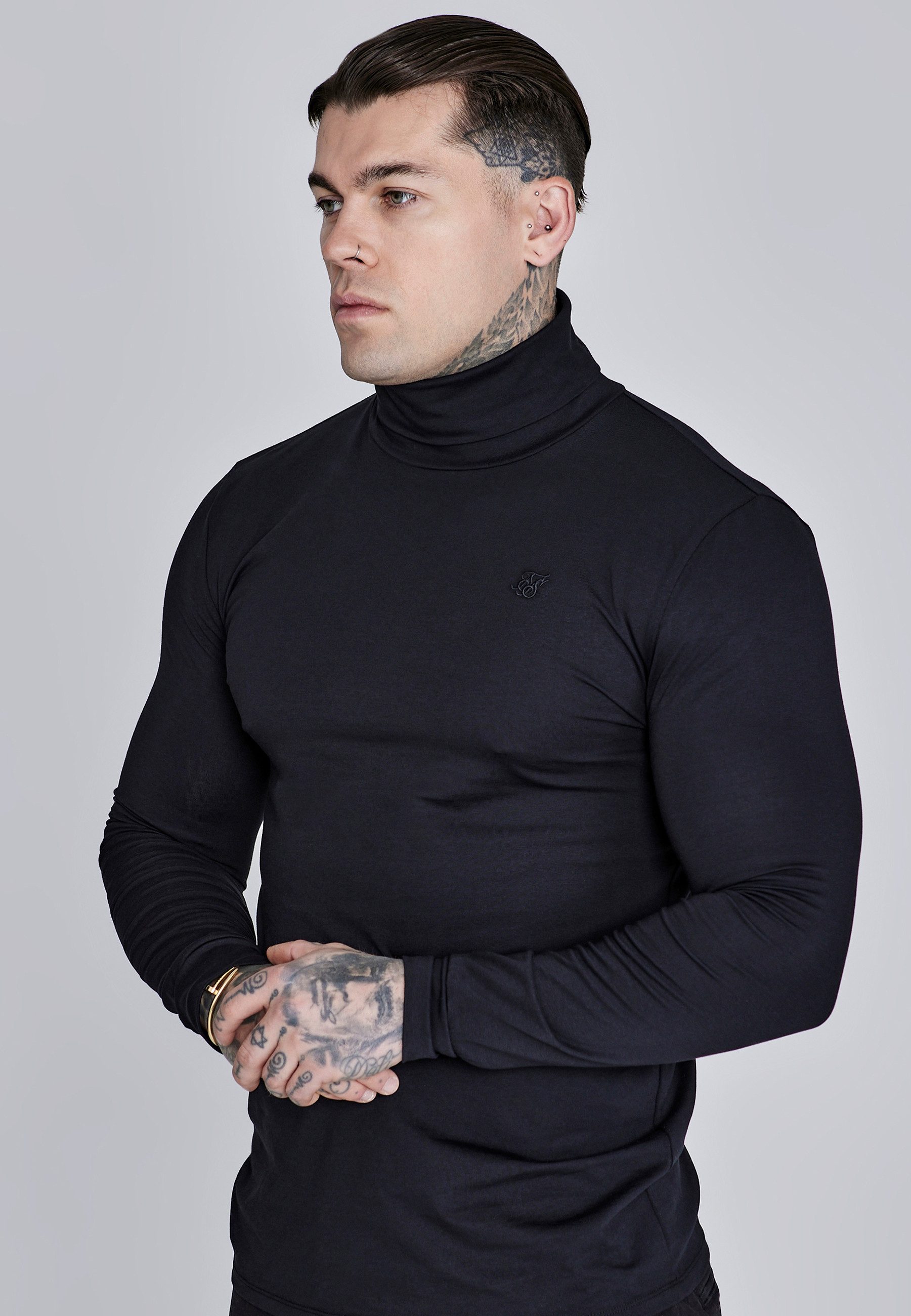 T-Shirt SikSilk Herren Rollkragenpullover