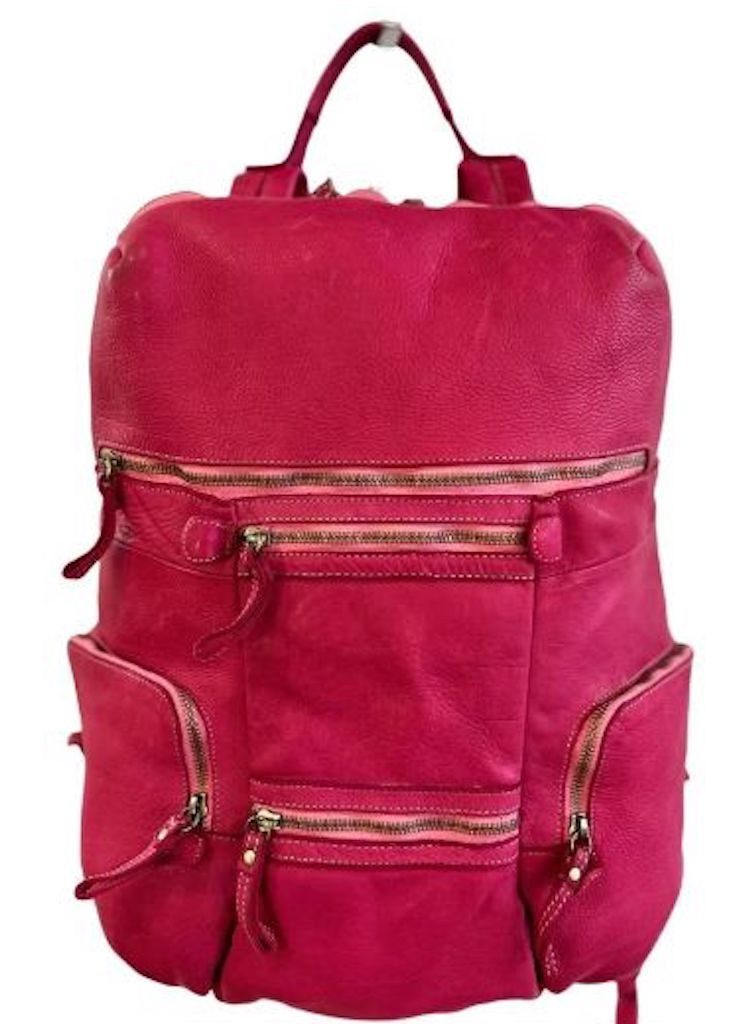 BZNA Rucksack Terra Backpacker Designer Unisex Lederrucksack, Tolles Design- viele Reißverschlussfächer
