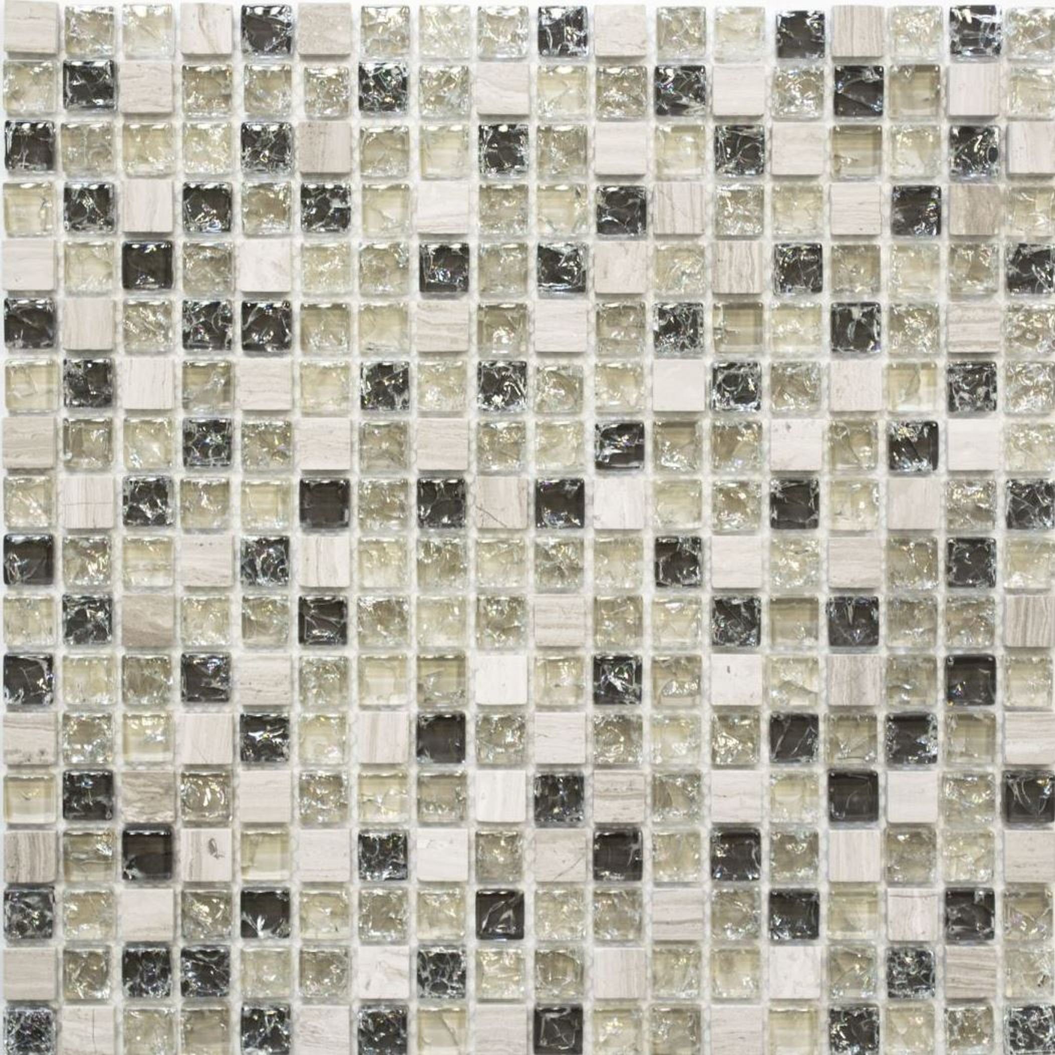 Mosani Mosaikfliesen Glasmosaik Naturstein Mosaikfliese graugrün hellgrau