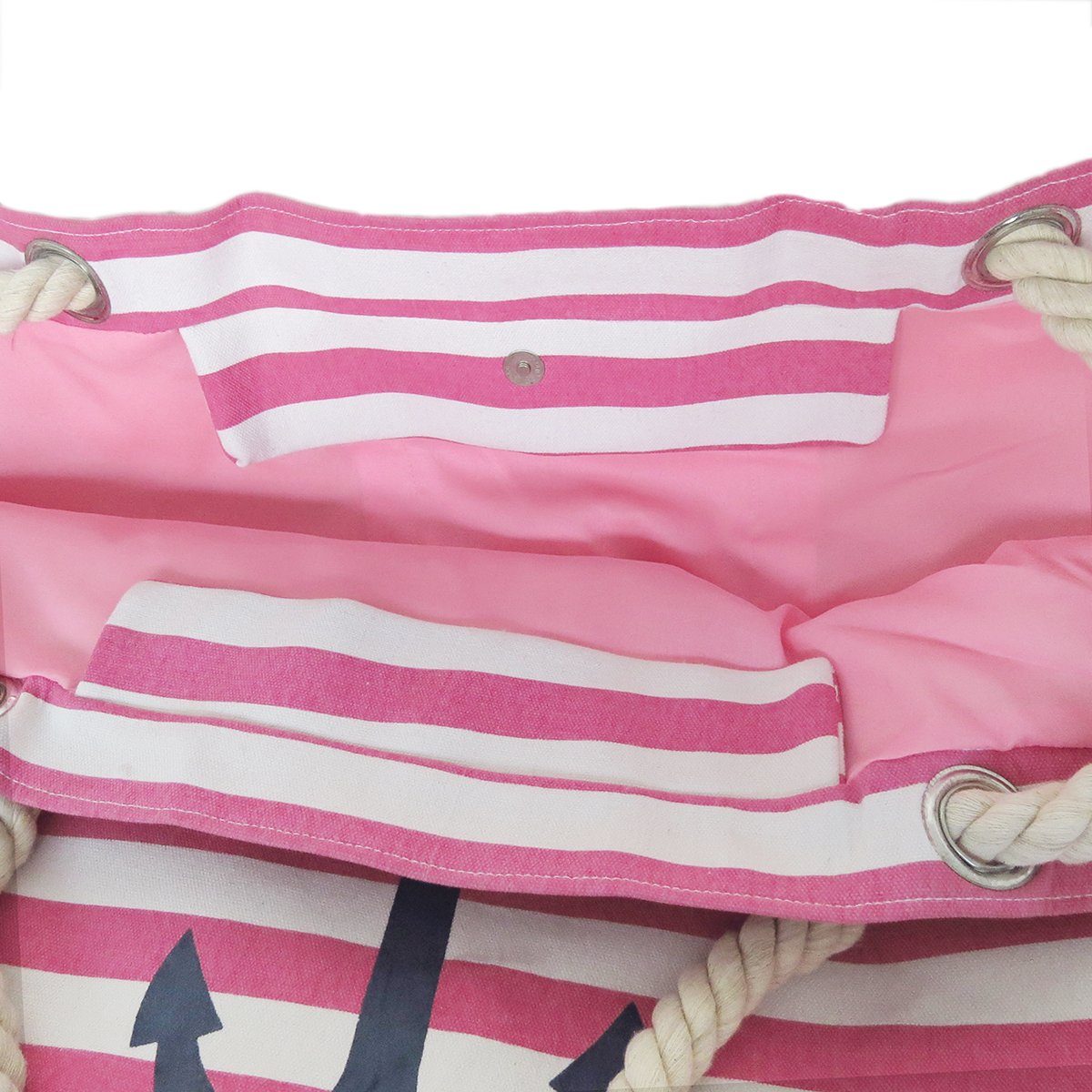 rosa-marine Umhängetasche Aufdruck gestreift maritim Strandtasche XXL Anker Originelli Sonia Familienshopper mit