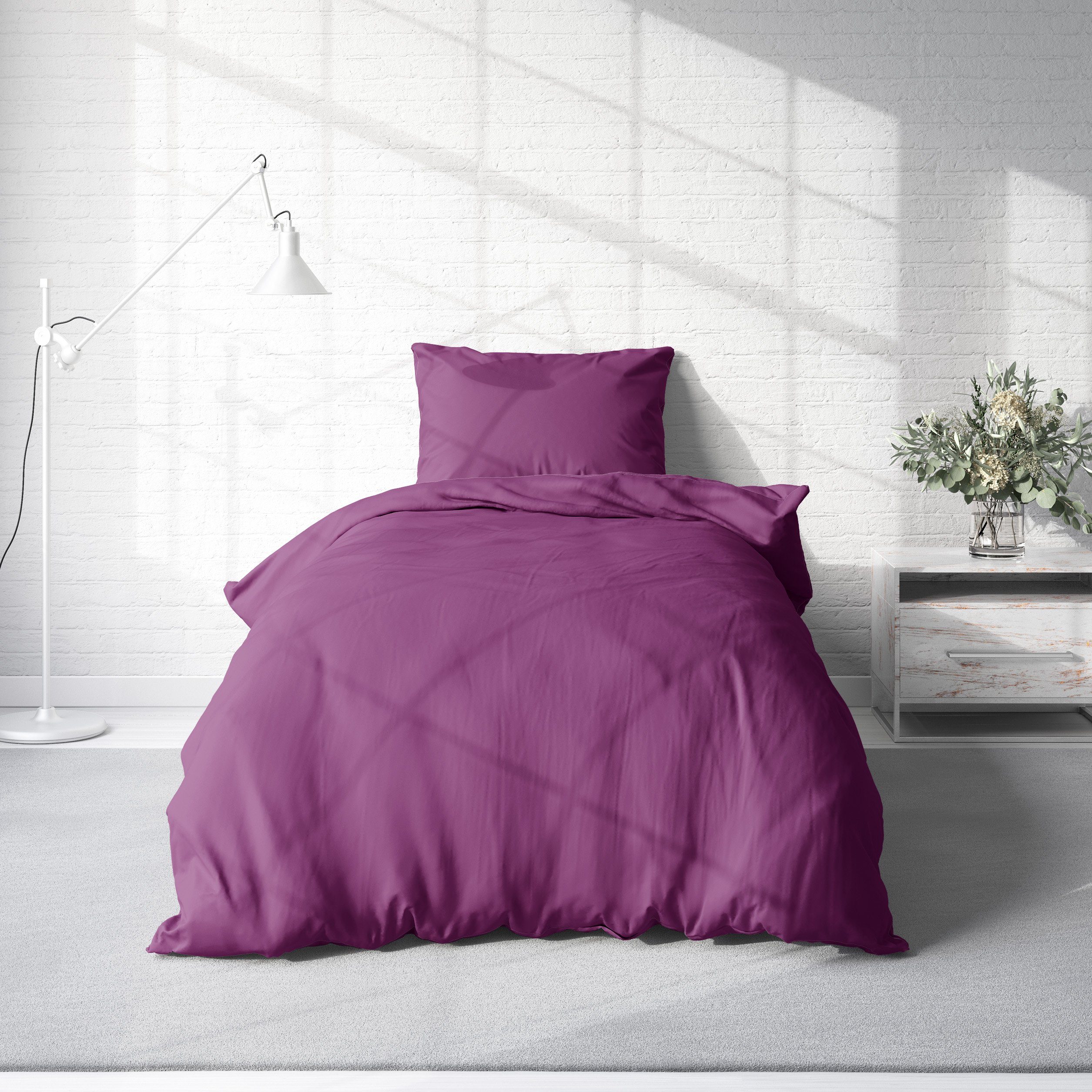 One Home Bettwäsche Unifarben Einfarbig, Renforcé, 2 teilig, Baumwolle mit günstig online kaufen