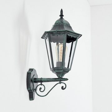 hofstein Außen-Wandleuchte Wandlampe in antikem Look aus Metall/Glas in Schwarz-Grün/Klar, ohne Leuchtmittel, Wandleuchte, Außenleuchte für Terrasse/Veranda, E27