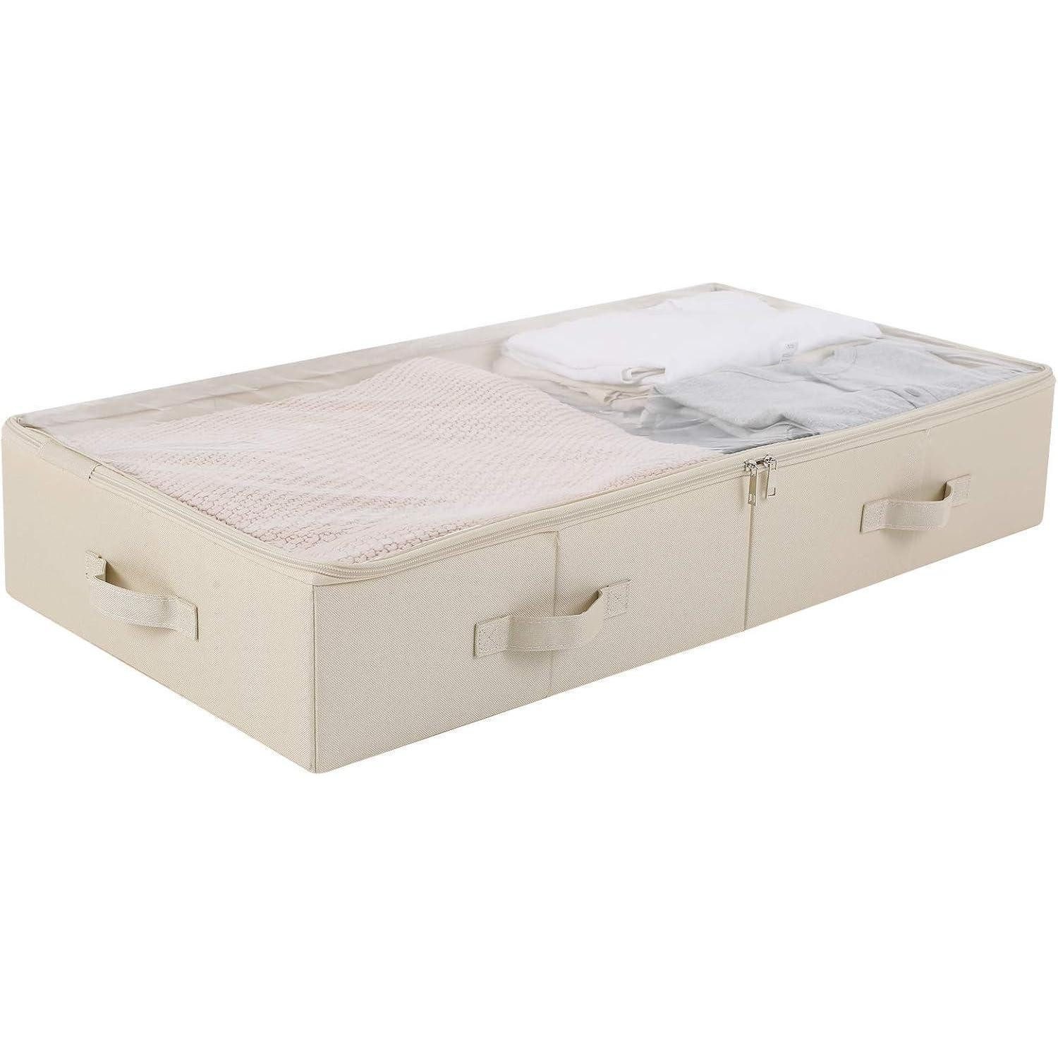 LuxusKollektion Unterbettkommode Unterbett Aufbewahrungsboxen Deckel Schuhe Bettwäsche 85*43*15cm Beige