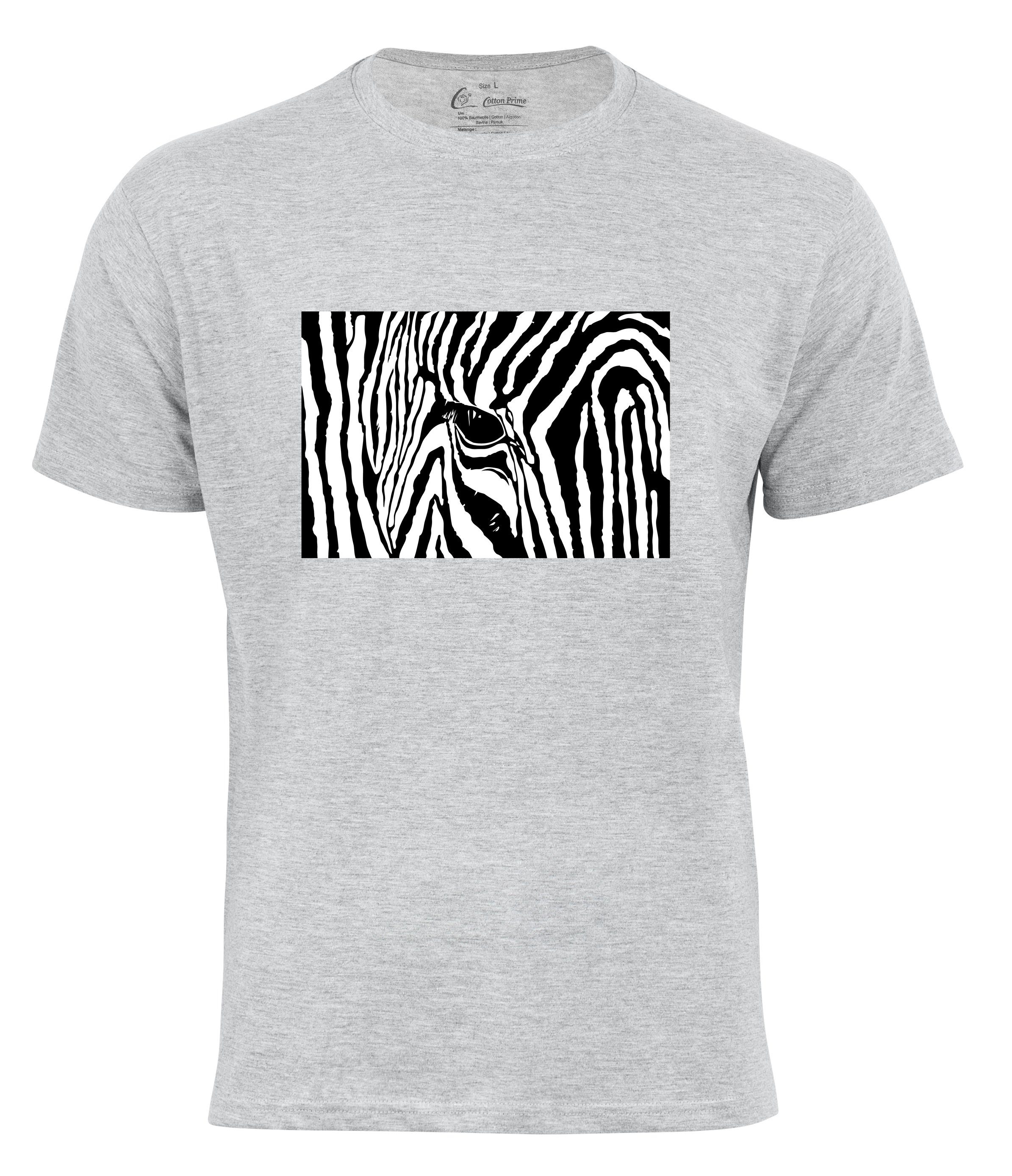 Cotton Prime® T-Shirt Black & White Zebra Eye grau