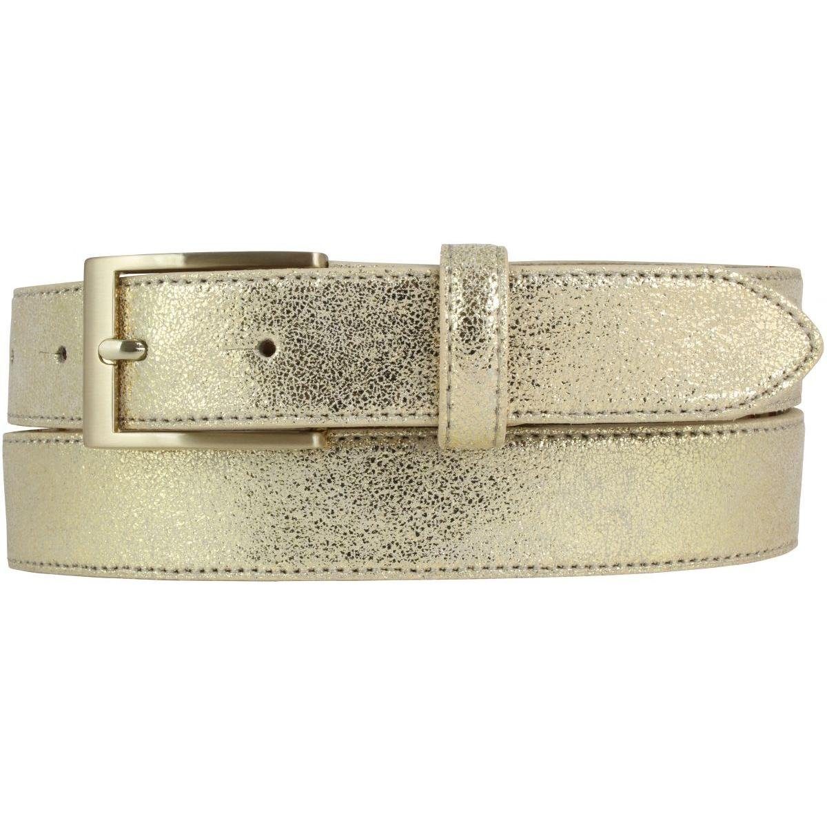 BELTINGER Ledergürtel Goldener Gürtel in Metall-Optik 3 cm - Metallic-Look 30mm - Metall-Le Gold, Gold