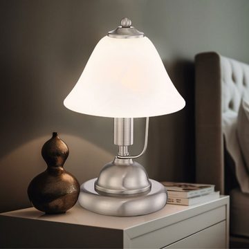 Globo LED Tischleuchte, Leuchtmittel inklusive, Warmweiß, LED Tischleuchte Touch Nachttischleuchte Alabaster Glas Tischlampe