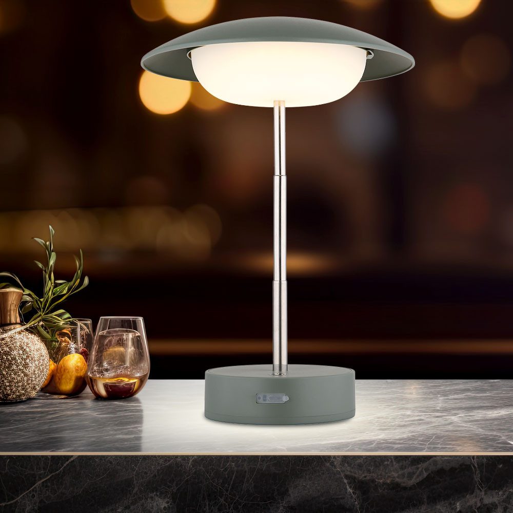 GLOBO LIGHTING LED Tischleuchte, LED-Leuchtmittel fest verbaut, Warmweiß, Tischleuchte Beistelllampe LED Akku grün Touchdimmer Höhenverstellbar