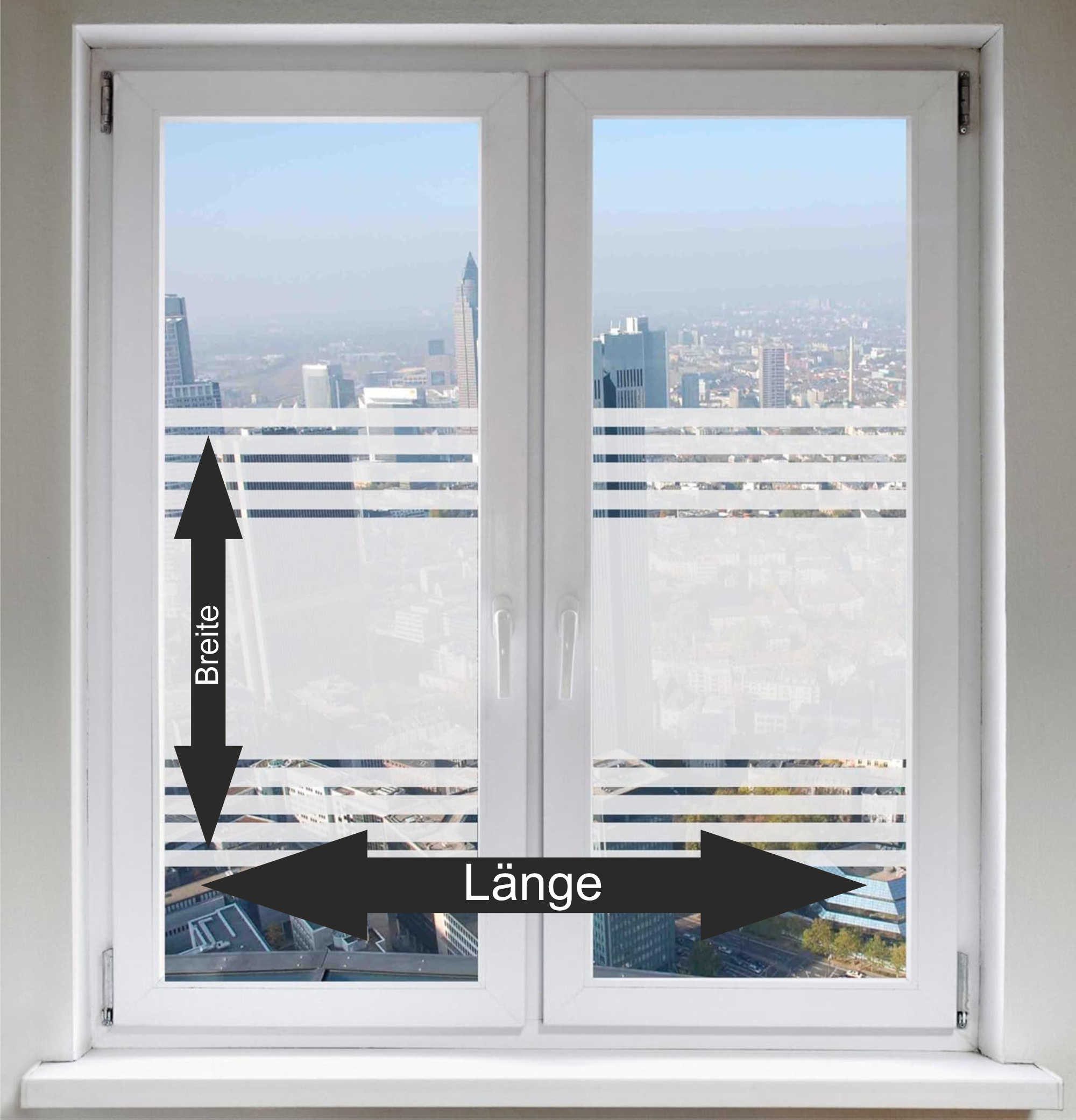 INDIGOS UG Fensterfolie FrostLine – Sichtschutzfolie Streifen Satiniert für Dusche & Bad