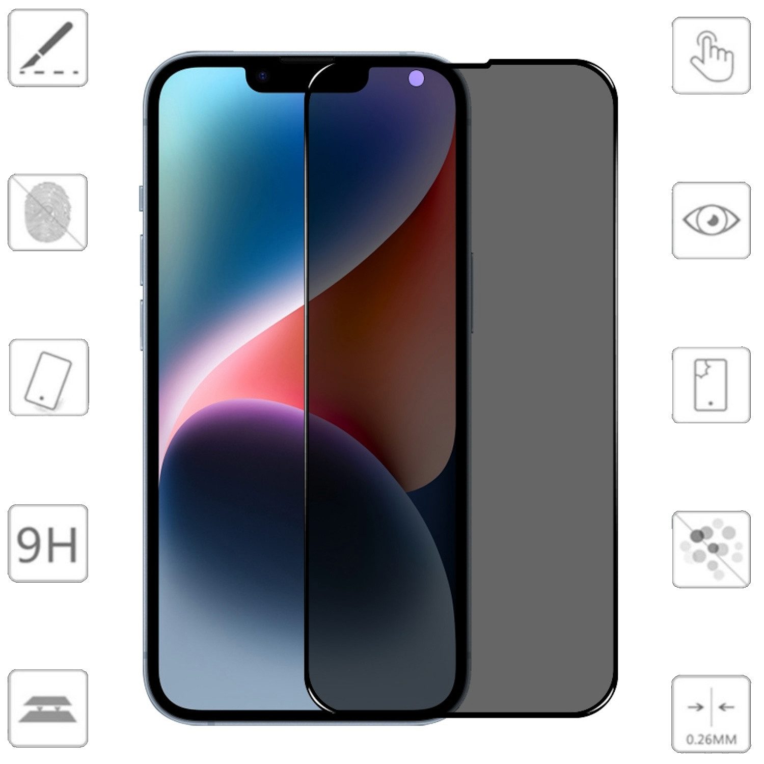 Wigento Handyhülle Für Apple iPhone 16e 2x 2.5D 0,26mm Display Privacy Hart Glas Schutz, Spar Set Privacy Display Schutz Glas