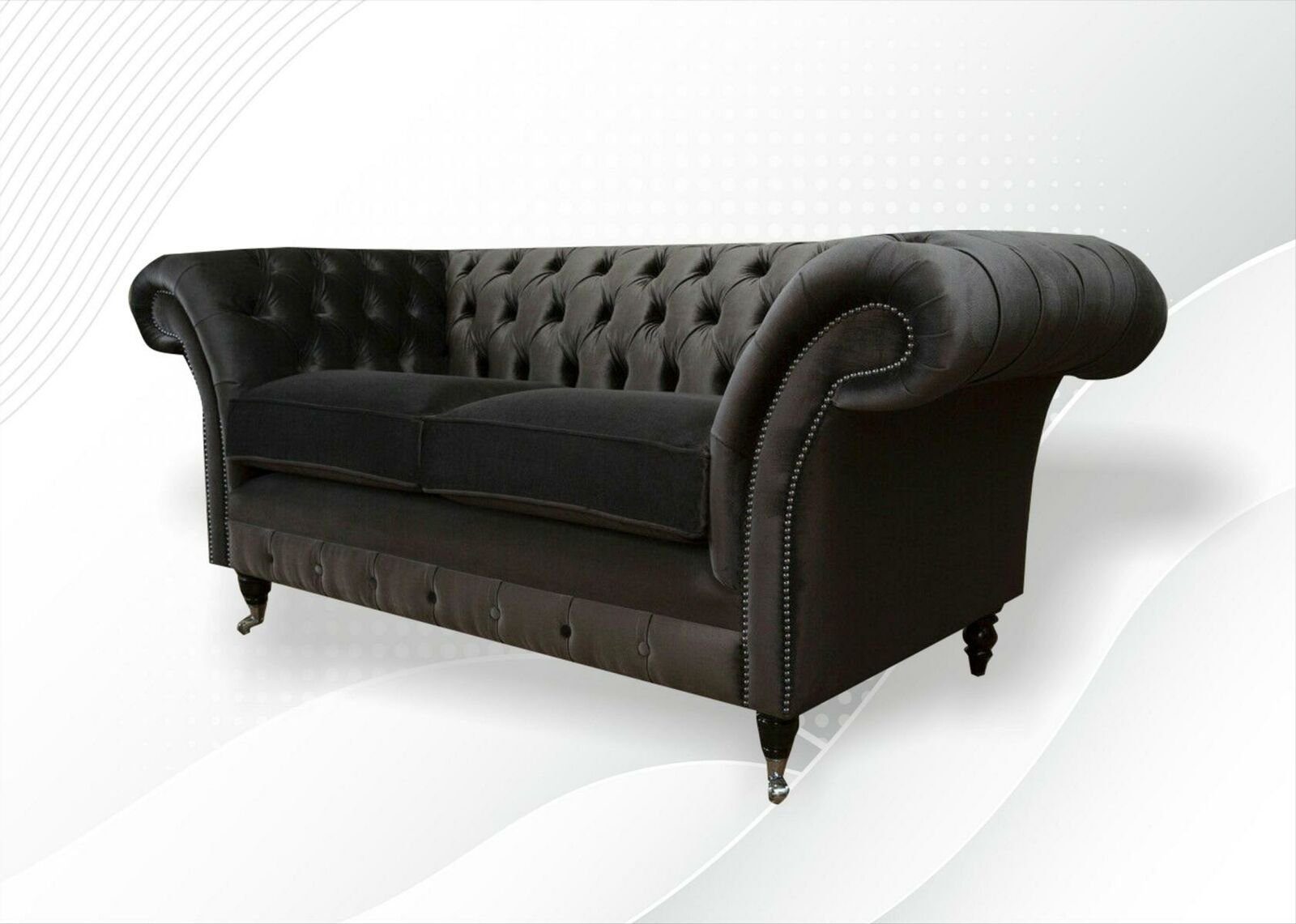 Kreative Sofa Schwarz Chesterfield-Sofa, Sitzer Chesterfield JVmoebel Polster 2 Design Sofas Couchen Neu