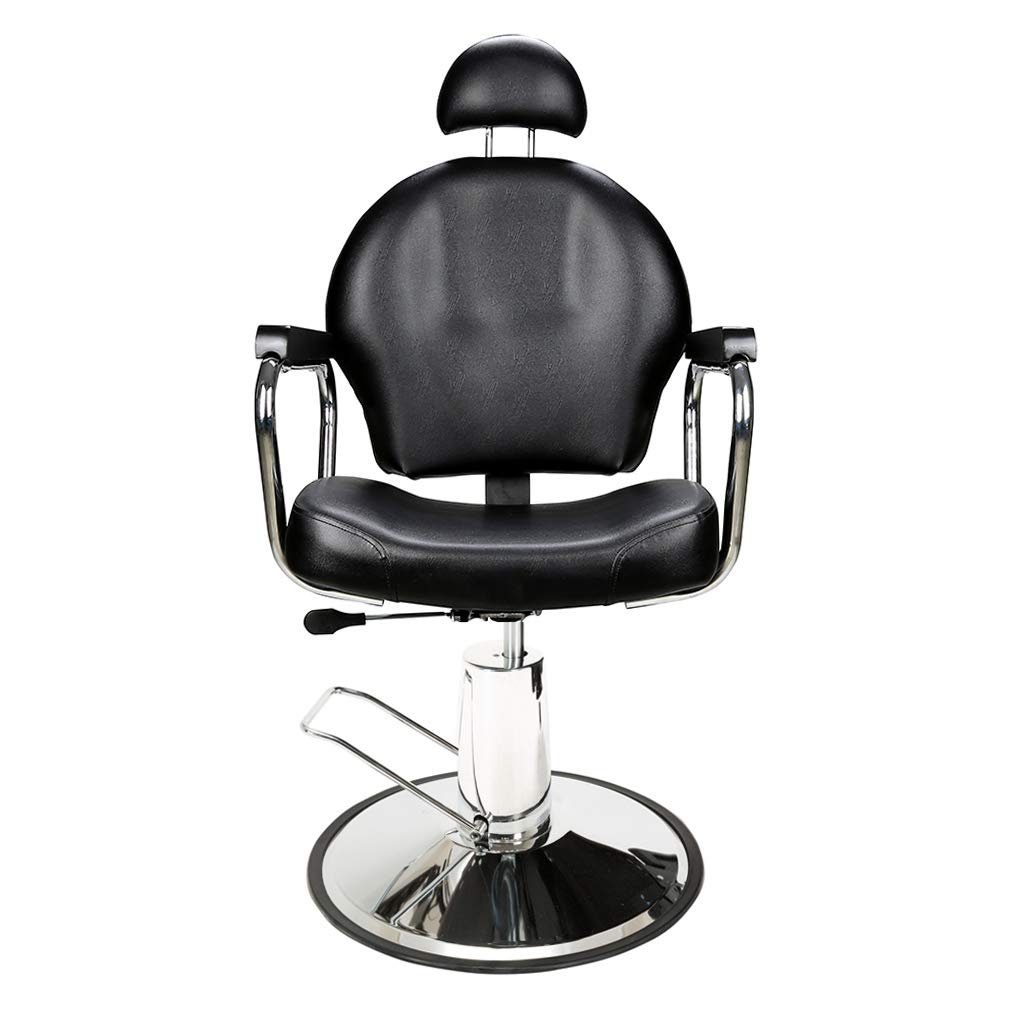 Barberpub Stuhl Barberpub hydraulischer Friseurstuhl Friseursessel 3022BK, Salon SPA Kunstleder Schwarz