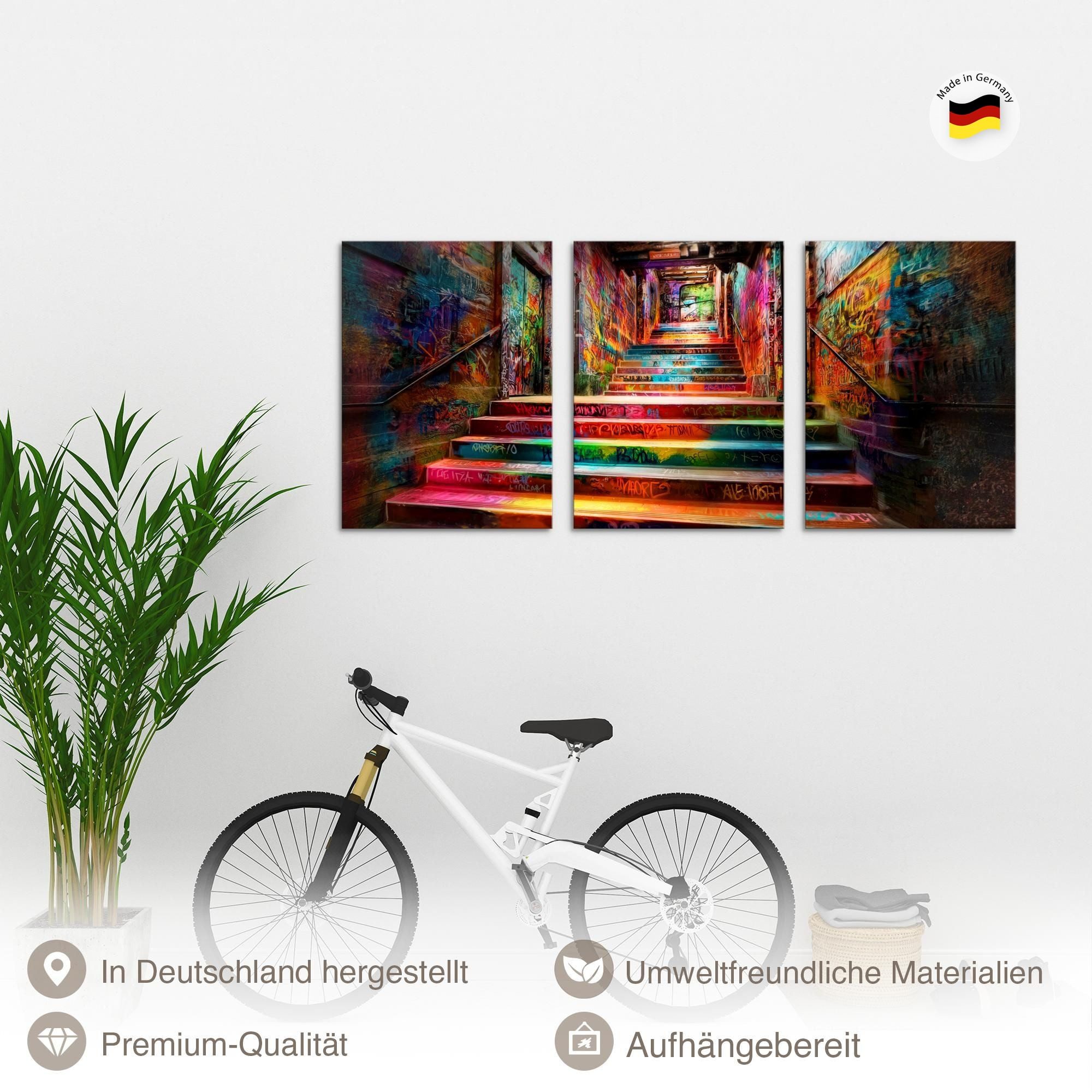 Novart Wandbild Graffiti AUFHÄNGFERTIG Büro 3 40x60 cm Deko Treppenhaus N0431, 40 x 60 cm - 3 Bilder