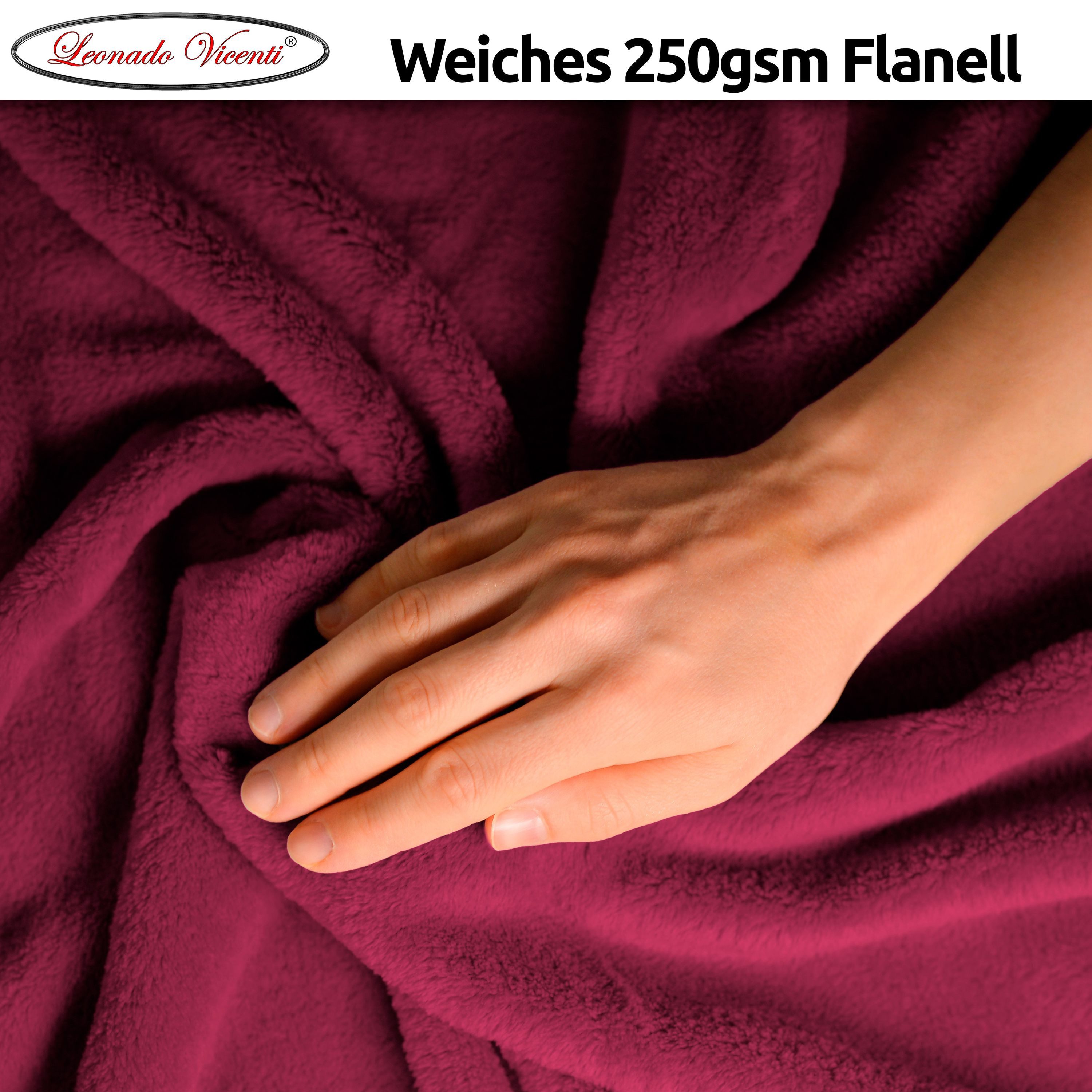Wohndecke kuschelig warm 150x200, 220x240 oder 270x230, Leonado Vicenti, Kuscheldecke flauschig weich, Einfarbig – Bild 4 von 5