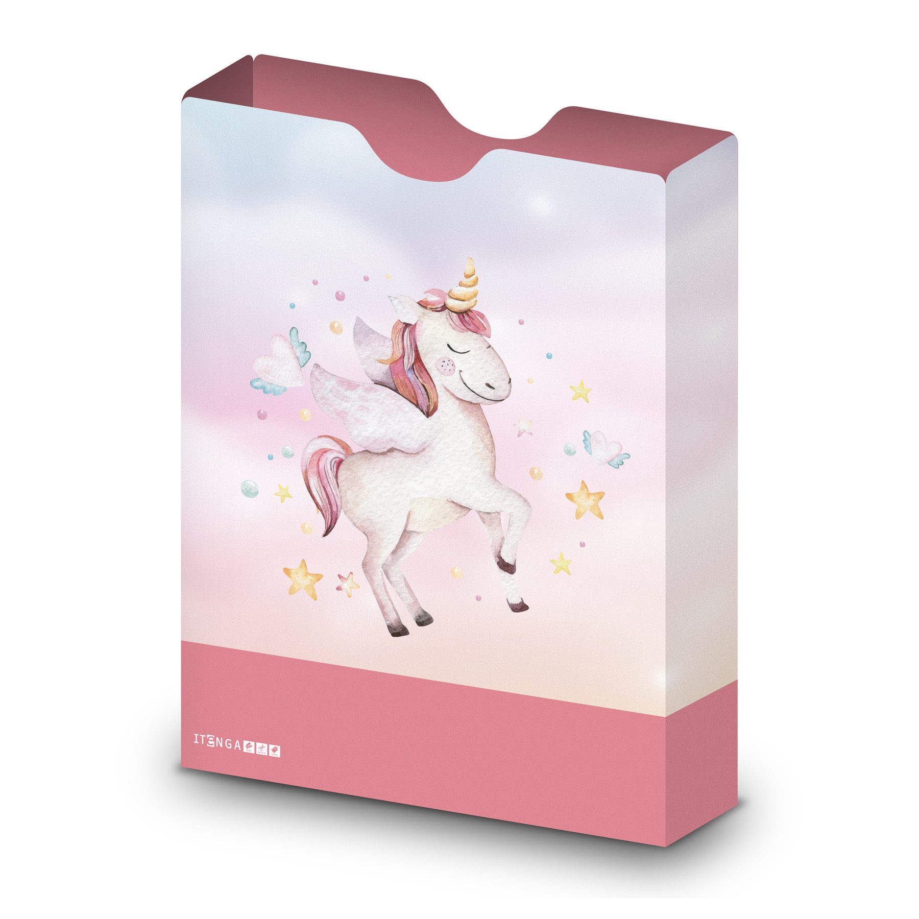 itenga Organisationsmappe itenga Heftbox DIN A4 Hochformat aus PP Motiv Einhorn Wasserfarben