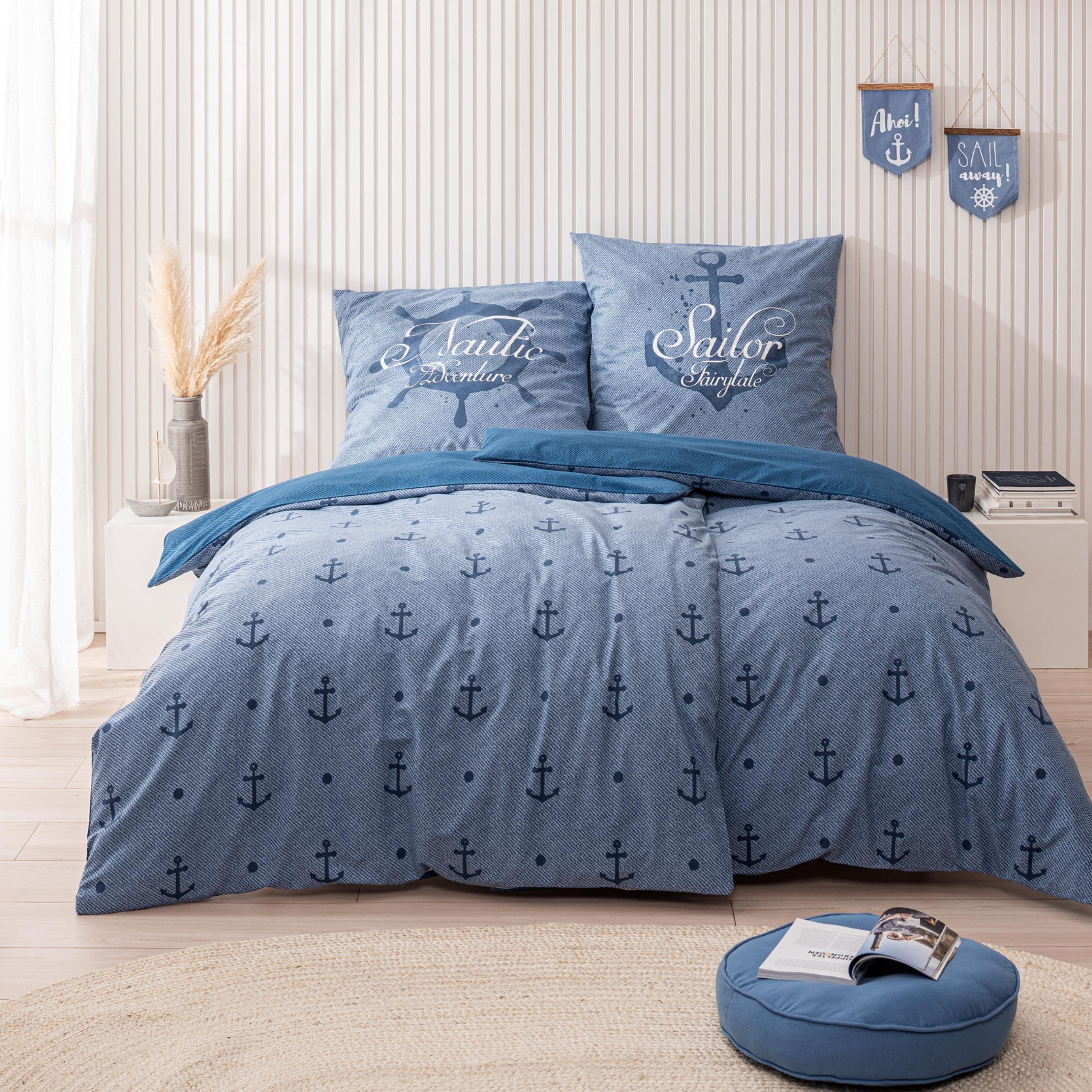 MTOnlinehandel Bettwäsche Sailor Fairytale 135x200 + 80x80 cm 2 tlg., 100% günstig online kaufen