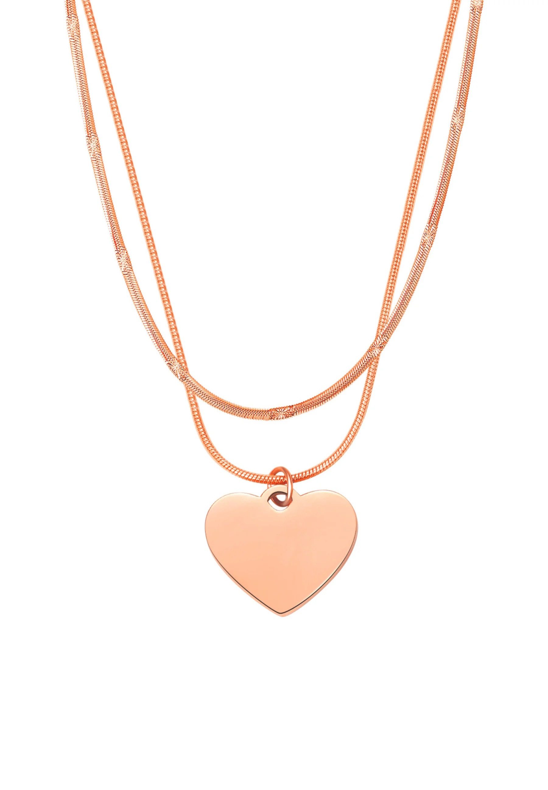 Hey Happiness Charm-Ketten-Set Zarte Love-Eleganz, 2er Set Ketten, Romantisches Layer Set für Damen Herz-Anhänger, wasserfest