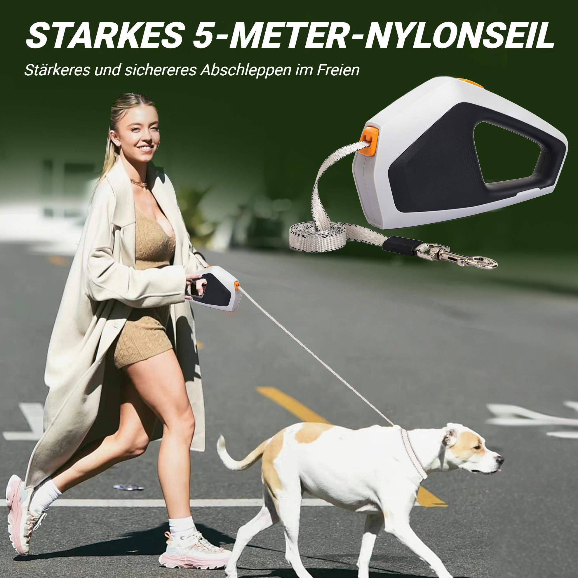 Tekoo Rollleine Hundeleine für große Hunde bis 80kg, verwicklungsfrei, (Packung), Verwicklungsfreies Ein- und Ausrollen