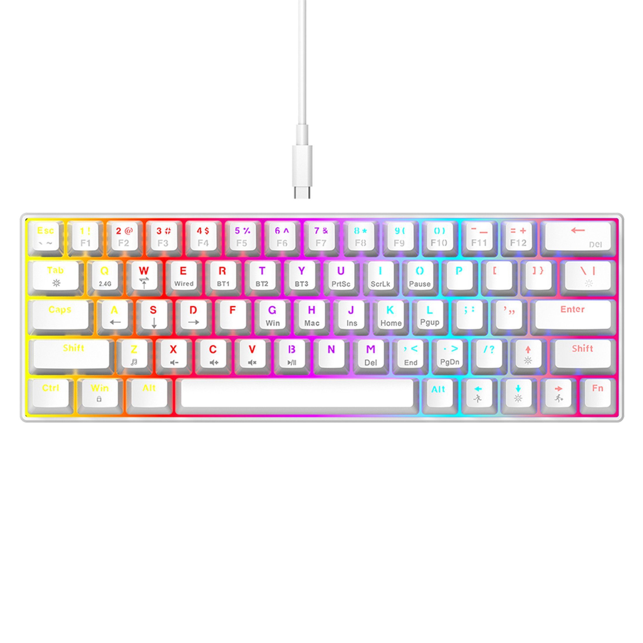 KINSI Mechanische Tastatur,Kabellose/Kabelgebundene Tastatur,Bluetooth Gaming-Tastatur (RGB-Beleuchtung)