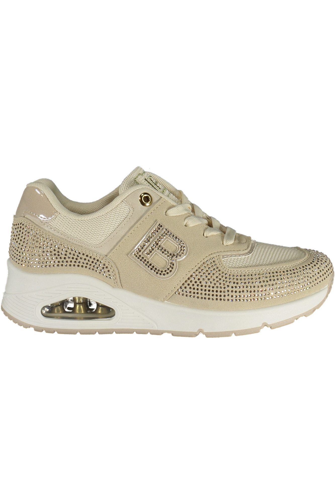 Laura Biagiotti Sneaker Eleganter Damensneaker Beige mit Strass und