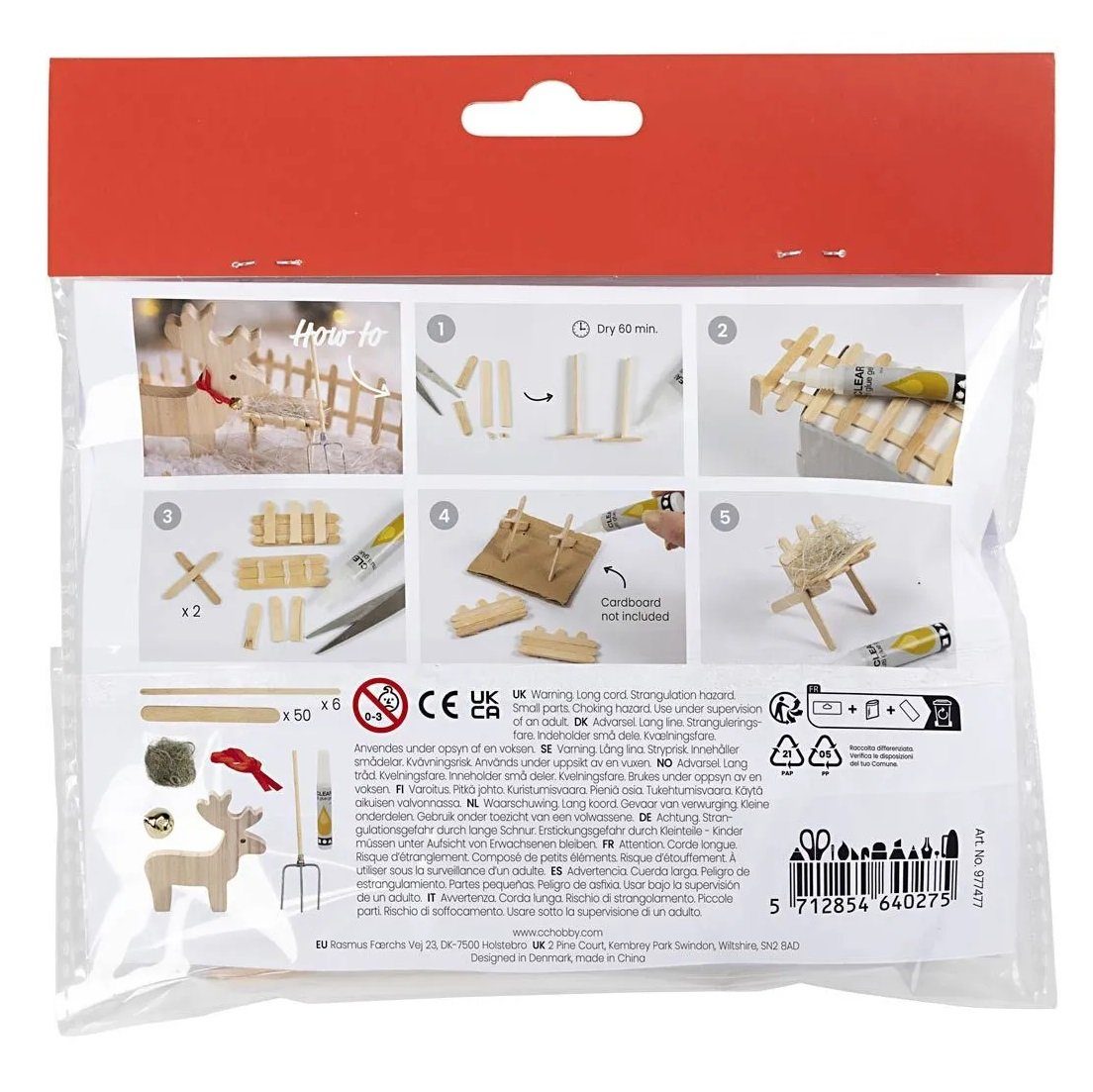 creativ company Kreativset 977477, Rentier, Bastelset Wichteltür Mini - DIY Dekoration