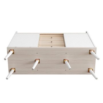 Ulife Sideboard mit 3 Schubladen und 2 Schiebetüren (exquisite Maserung), Kommode aus Holz mit verstellbaren Einlegeböden