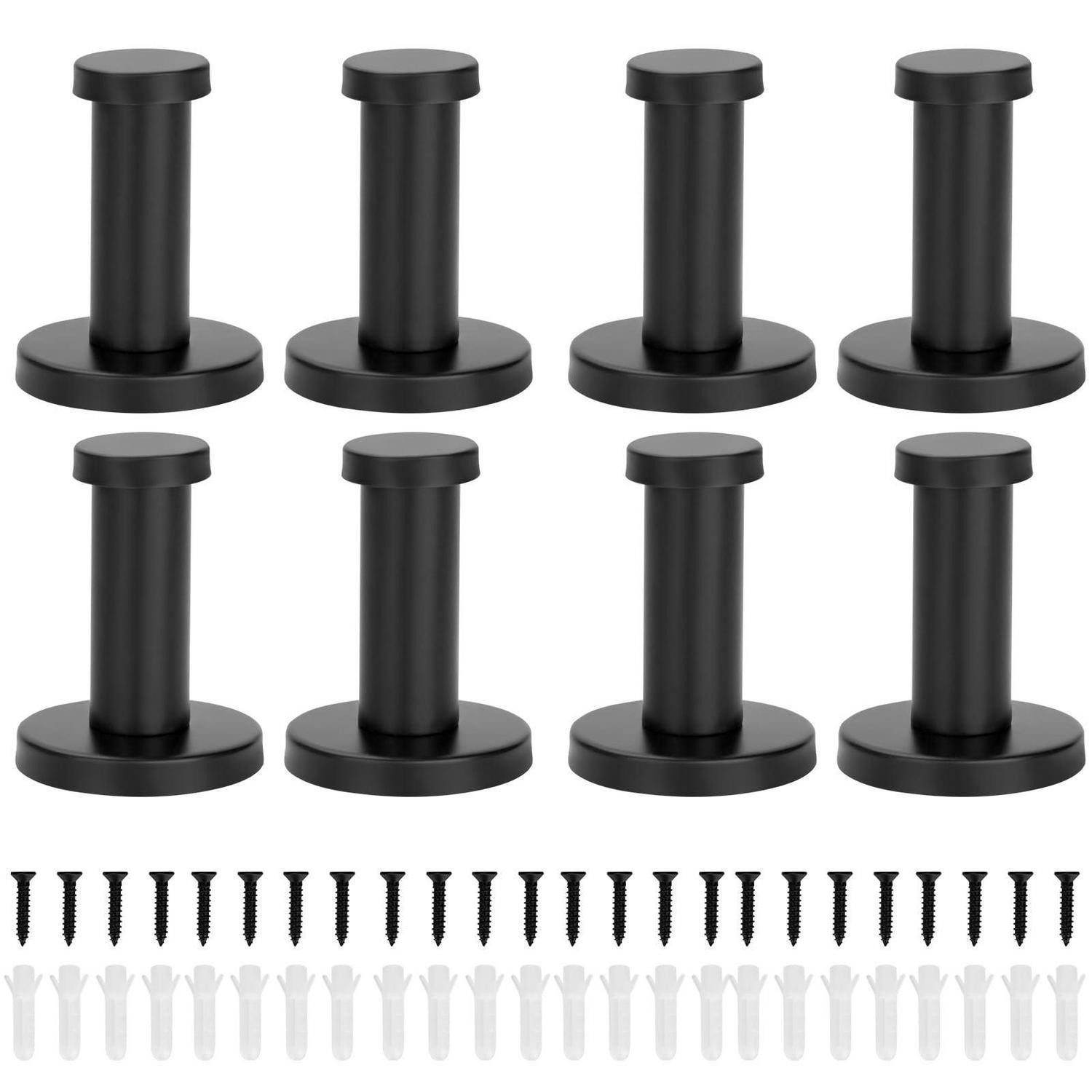 LuxusKollektion Wandhaken Garderobenhaken Schwarz Matt Rund Edelstahl 55mm, (8-St)