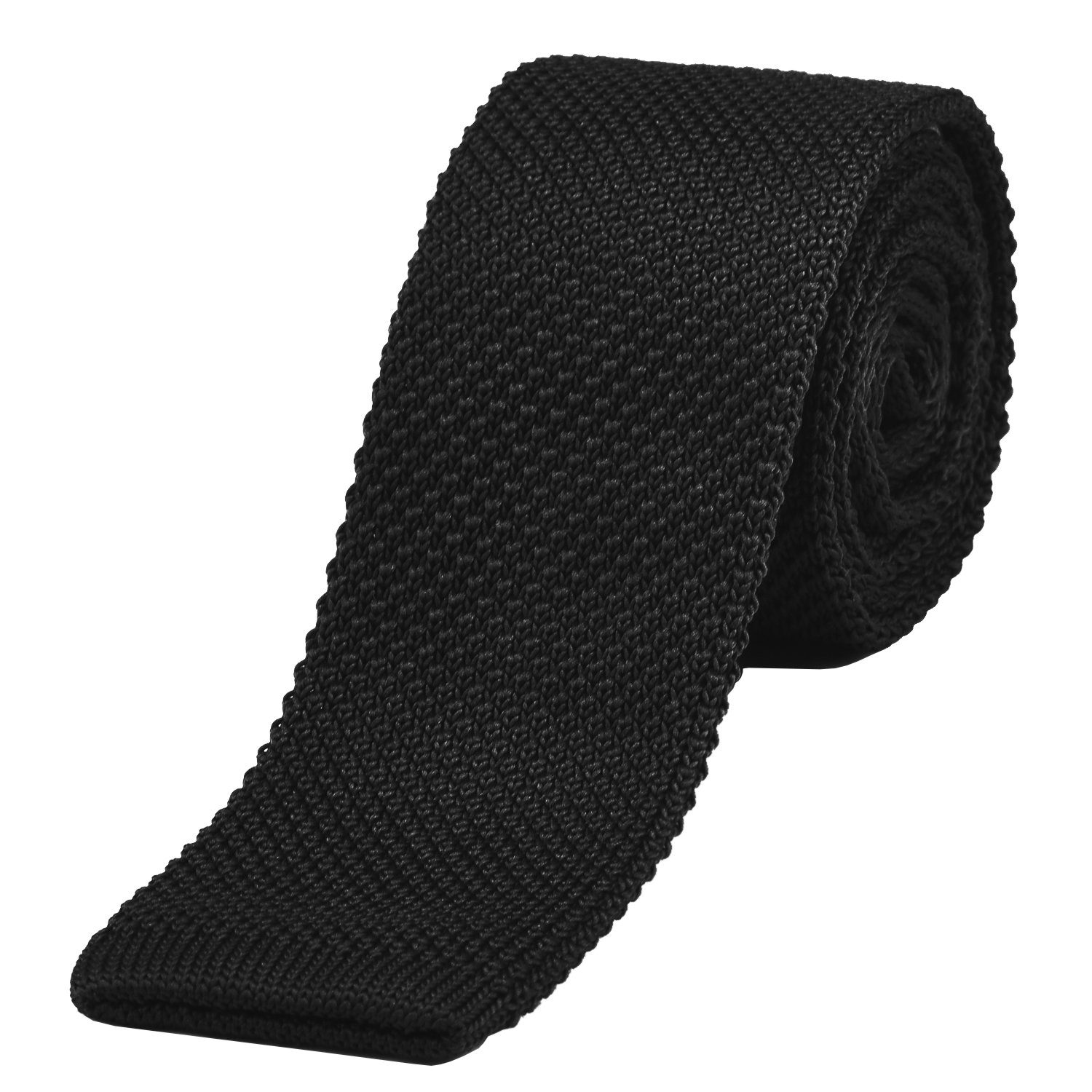 DonDon Krawatte schmale Krawatte für festliche Wollkrawatte Retro-Look, oder 1-St) schwarz 5 Strickkrawatte, Veranstaltungen cm Büro (Packung