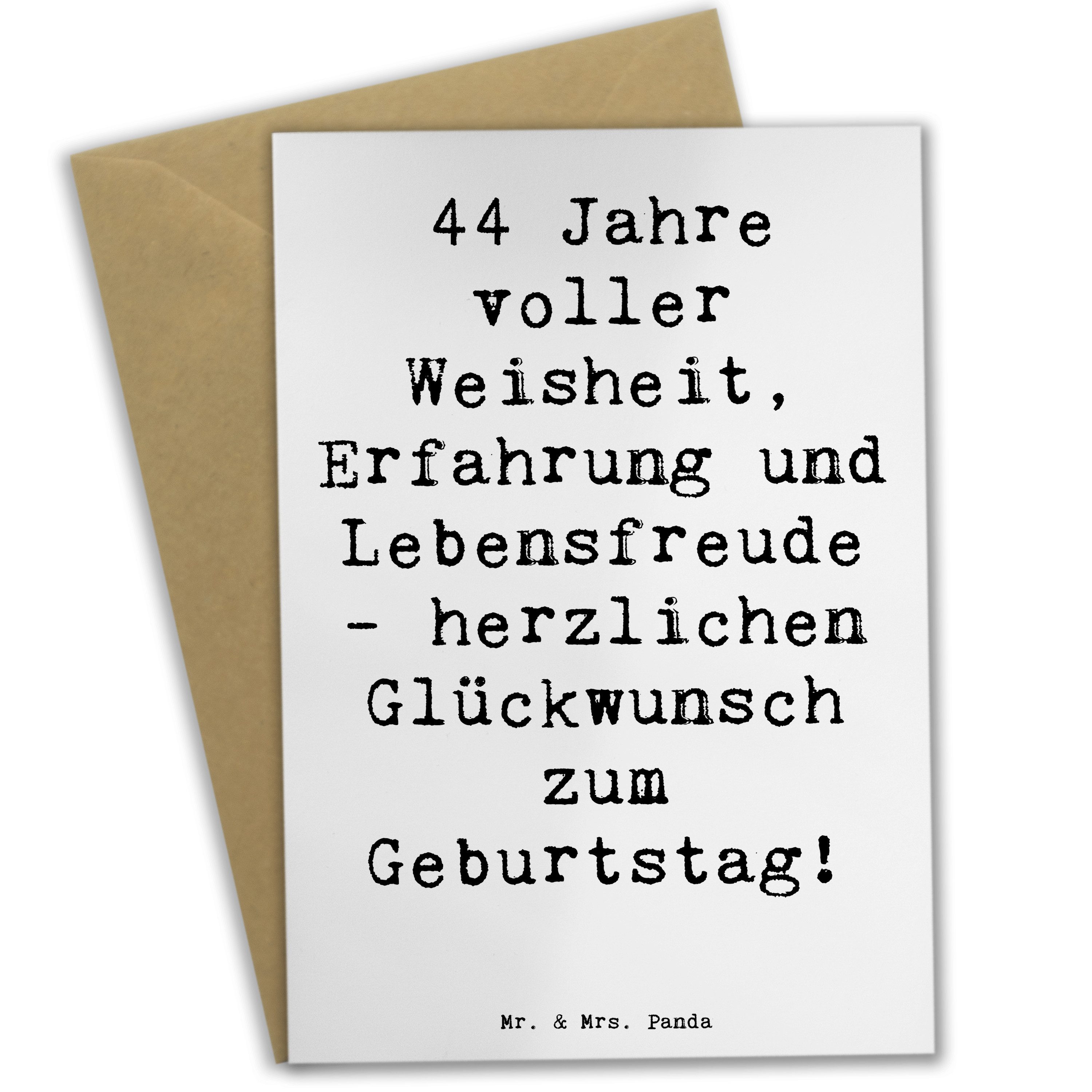 Mr. & Mrs. Panda Grußkarte Spruch 44. Geburtstag Weiß Geschenk