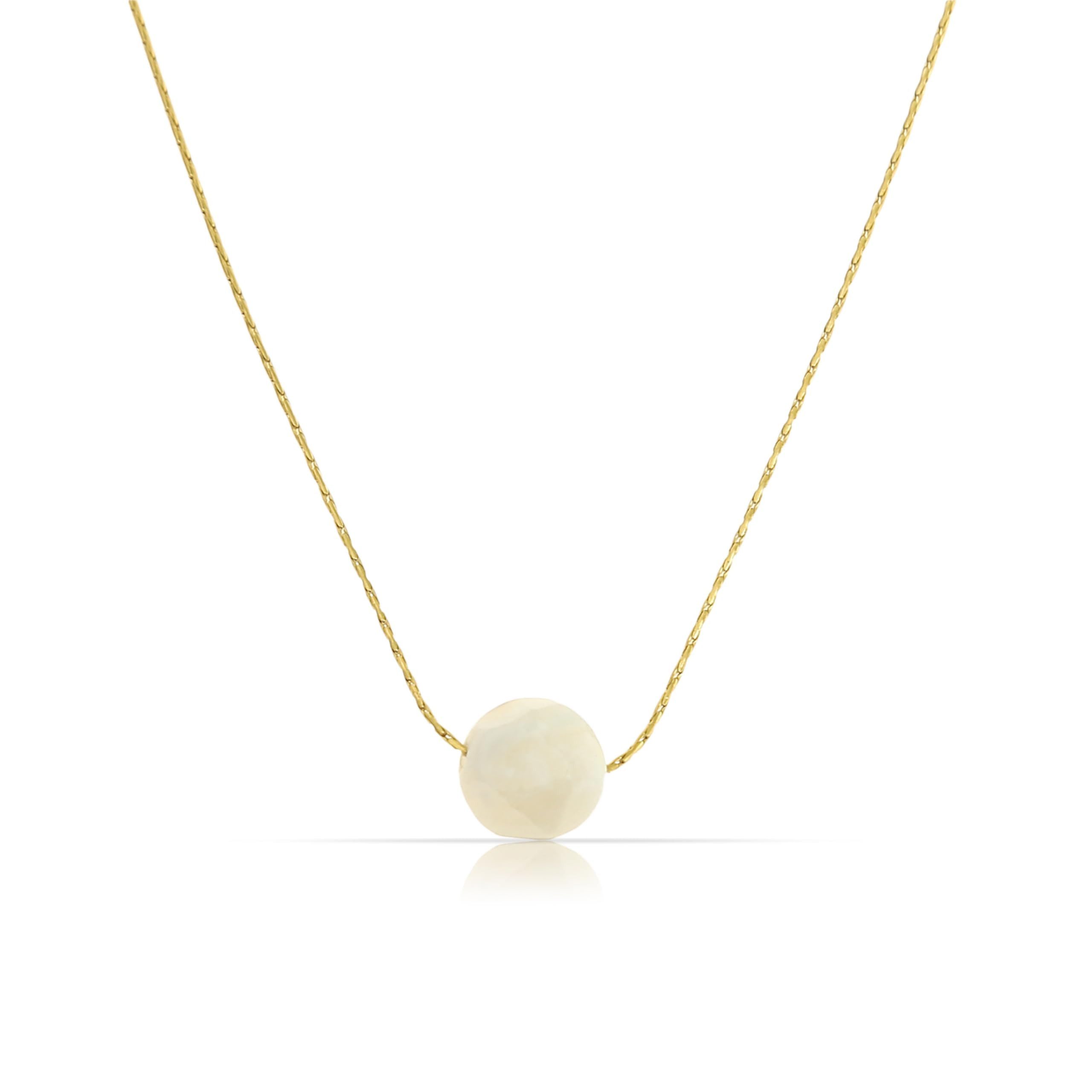 Made by Nami Kette mit Anhänger Damen Gold aus Edelstahl mit Ovalem Edelstein in Rosa/Weiß, 40 + 5 cm Länge Wasserfester Schmuck Geschenk für Sie