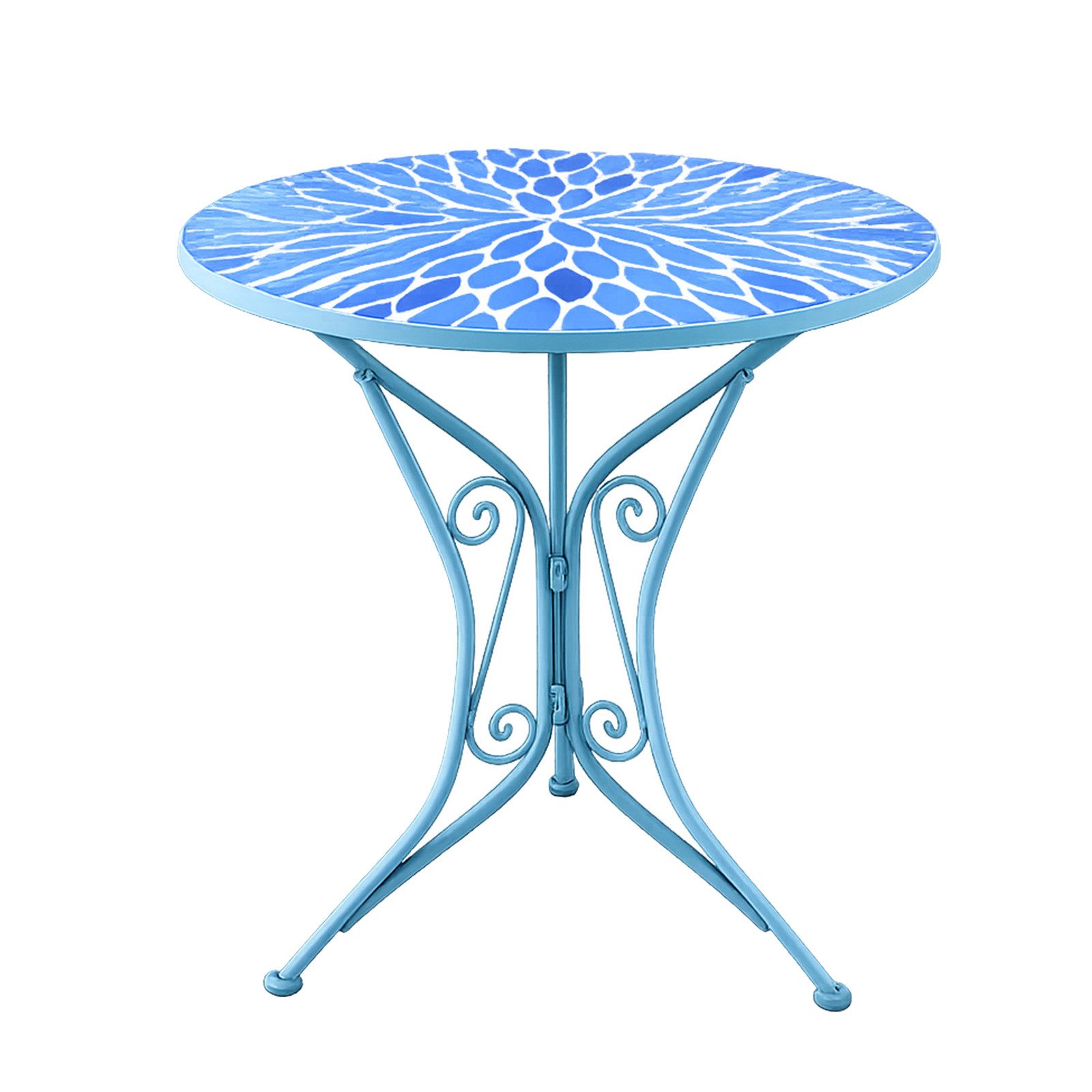 HTI-Living Gartentisch Gartentisch Metall Blau mit Blütenmotiv (Stück, 1-St., 1 Gartentisch)