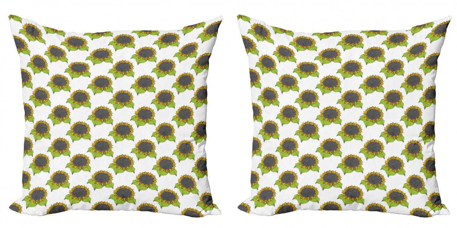 Modern Frühlings-Sonnenblume-Skizze Abakuhaus Digitaldruck, (2 Accent Stück), Kissenbezüge Blumen Doppelseitiger