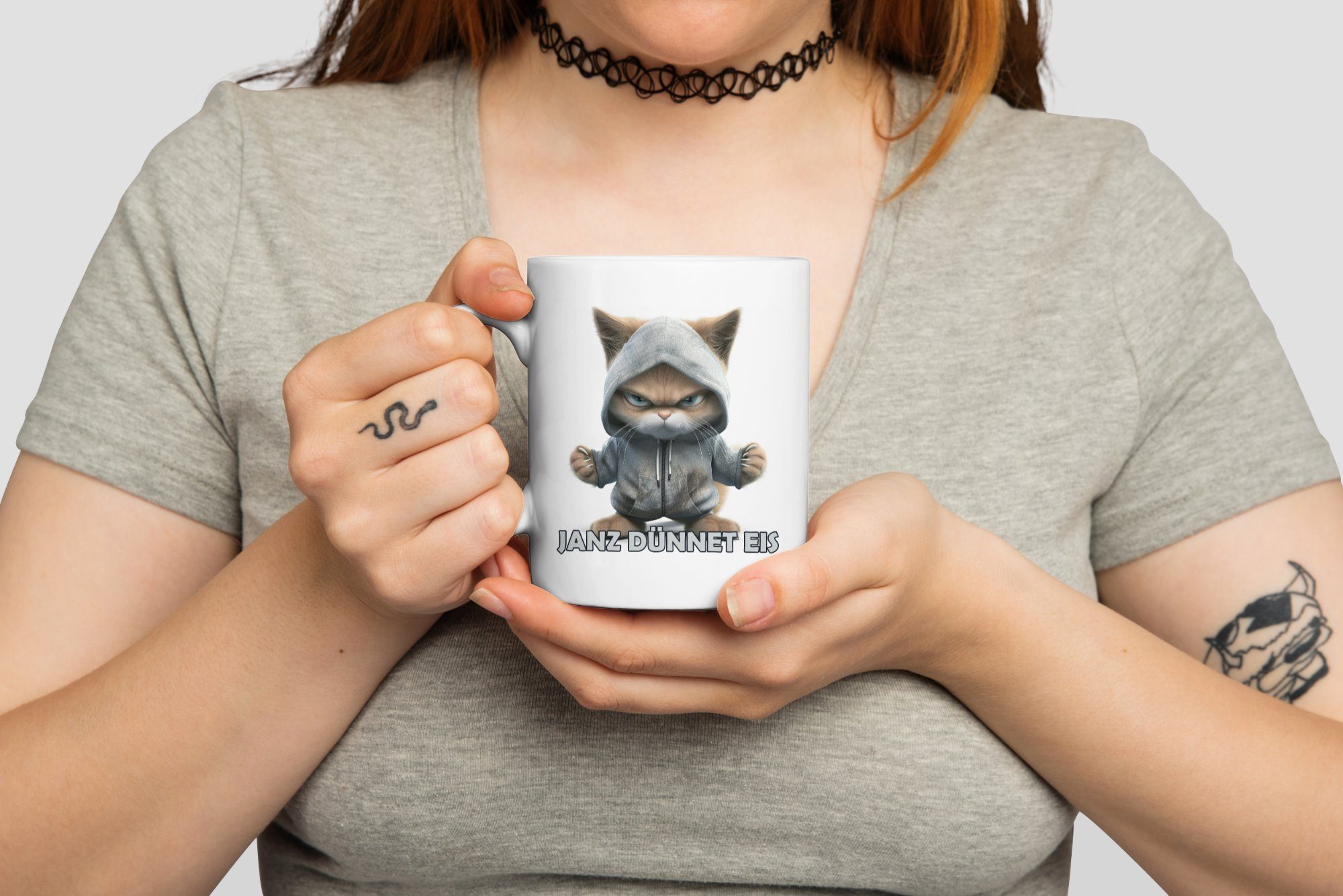 WS-Trend Tasse Katze Janz Dünnet Eis Keramik Kaffeetasse Teetasse, Keramik, 330 ml – Bild 2 von 2